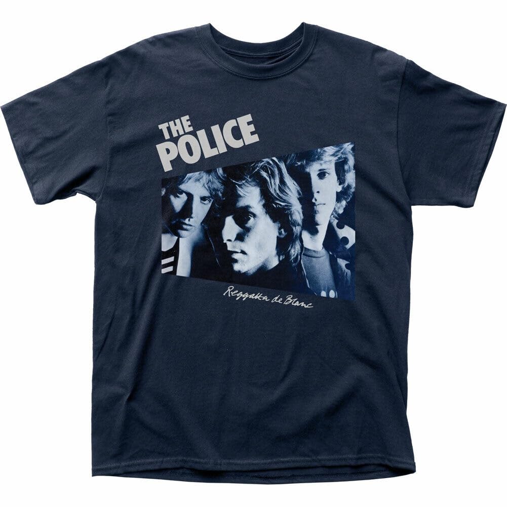 The Police Reggatta de Blanc T Shirt Mens Licensed Rock N Roll Band Navy Blue Blue XXL