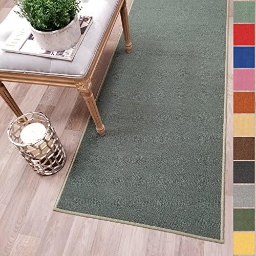 Custom Size Teal-Green Solid Plain Rubber Backed Non-Slip Hallway Stair Runner Rug Carpet 31 inch Wide Choose Your Length 31in X 7ft