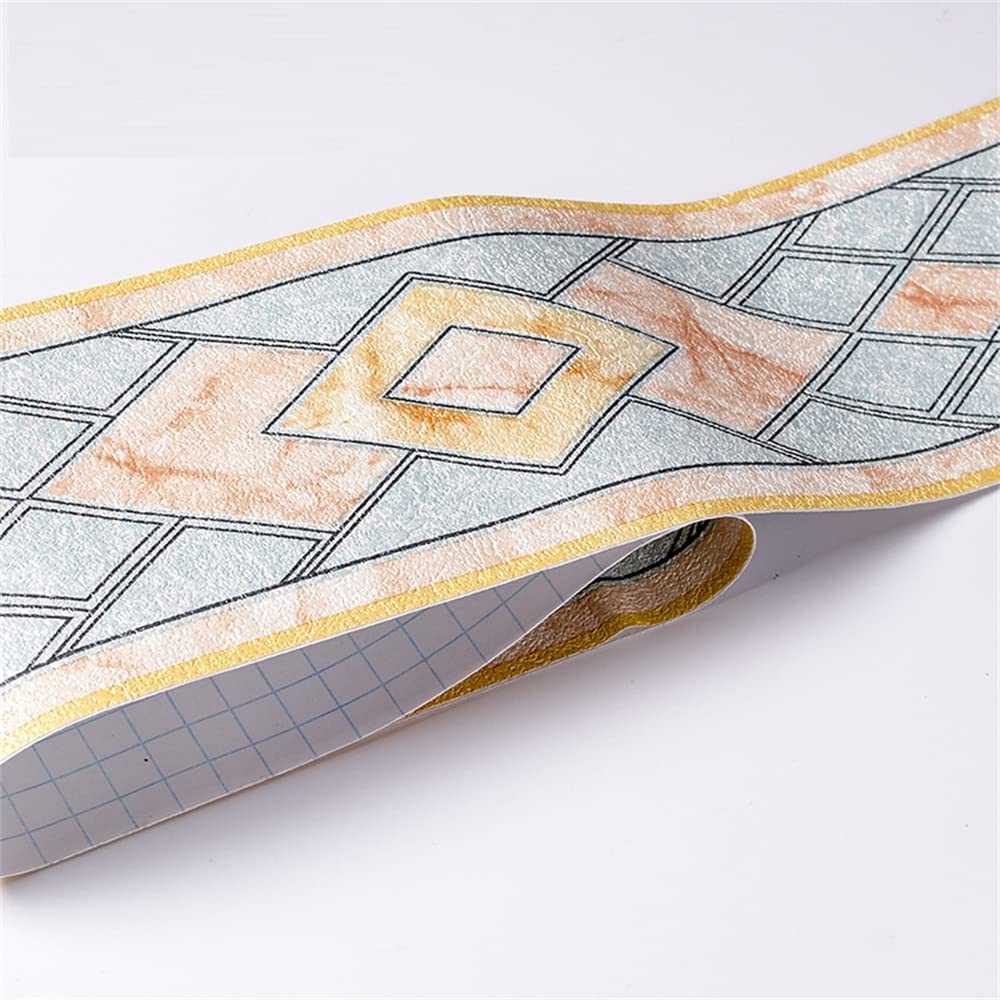 Lyhydma 33 Wallpaper Border 10Cm Pvc Waterproof Waist Line Wood Marble Selfadhesive Skirting Wallpaper Living Room Decor Vinyl Border Wall Corner Stick(33)