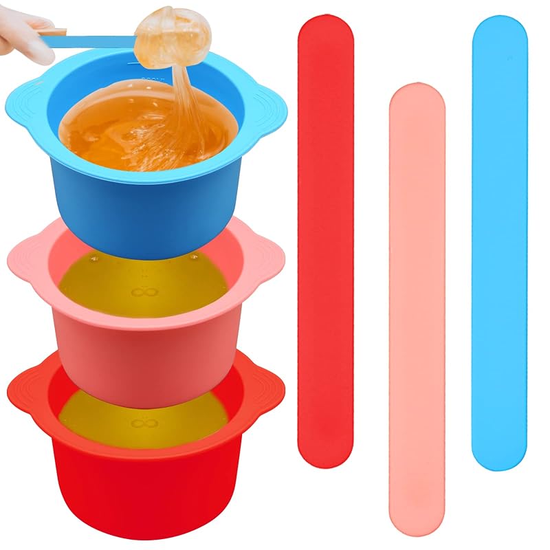 Kit HINGTAI com 3 revestimentos de silicone para aquecedor de cera e 3 espátulas