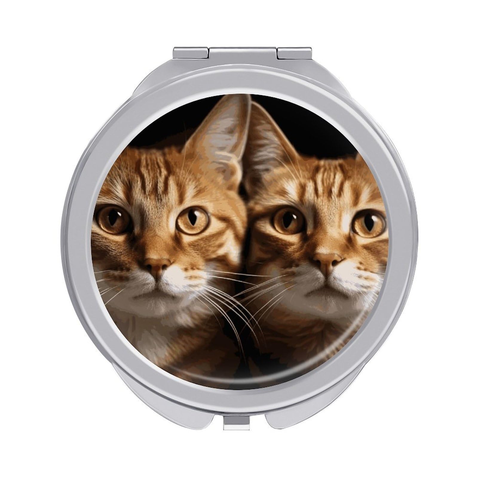 JTREHY Cats Makeup Mirror Portable Folding Mirror Compact Travel Mirrors 2-Sided Round Pocket Mirrors Cute Handheld Beauty Mirror for Handbag Purse for Women Gift