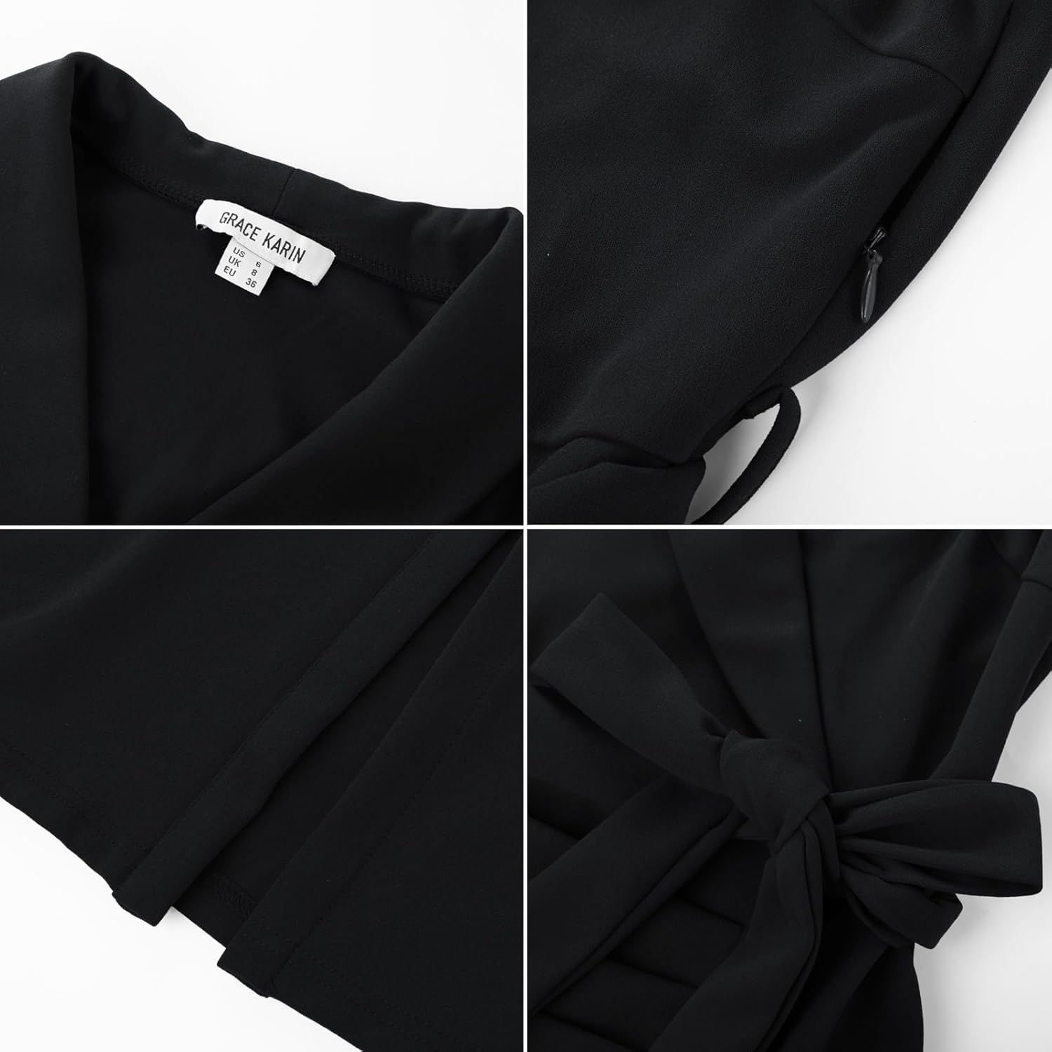 GRACE KARIN Women's Wear to Work Sleeveless Ruched Bodycon Office Pencil Midi Dresses with Belt - Image 2