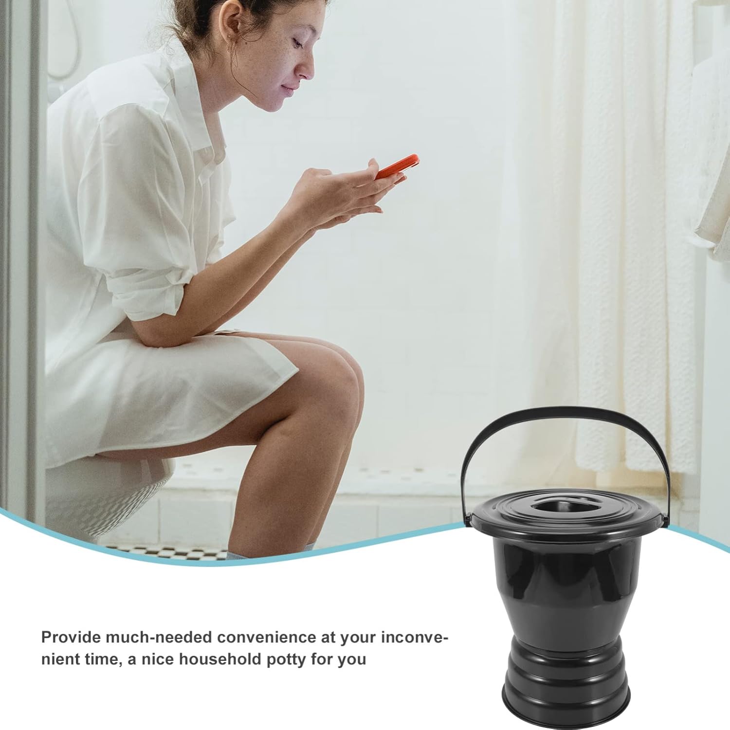 Covered Chamber Pot for Adults and Elderly Portable Urinal with Lid Extra Thick Design Night Urine Pot for Home and Travel Suitable for Seniors and Disabled