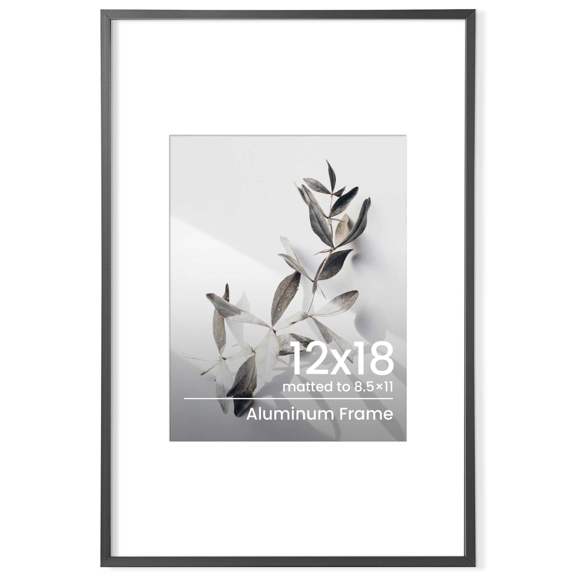 Cornice per foto 12x18, 31x46 cm, grande cornice nera in alluminio per poster da galleria, supporti per 11"x17" con vetro temperato per appendere ritratti o paesaggi, decorazione murale per arte
