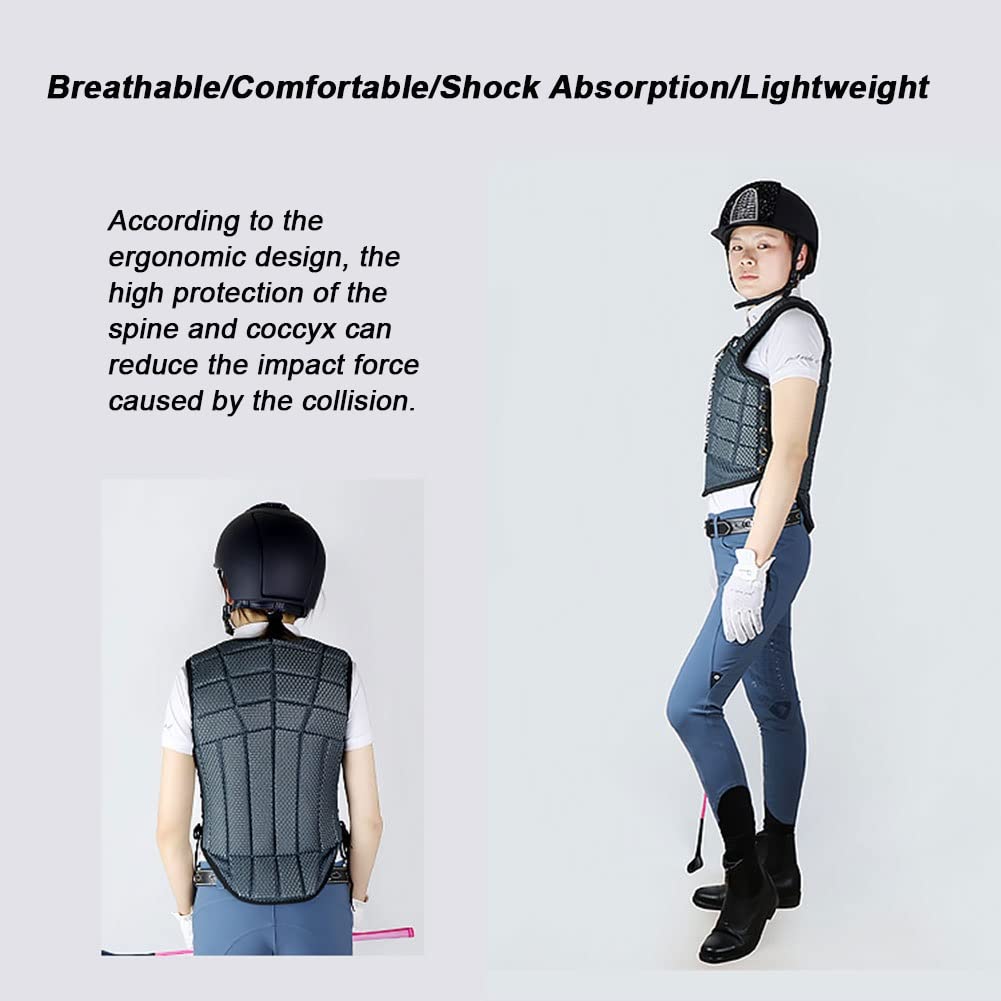 Chaleco Ecuestre Seguridad Profesional Equitación Protector Gear Cremallera Chaleco para Adultos Hombres Mujeres Niños Niños (Blue CS)