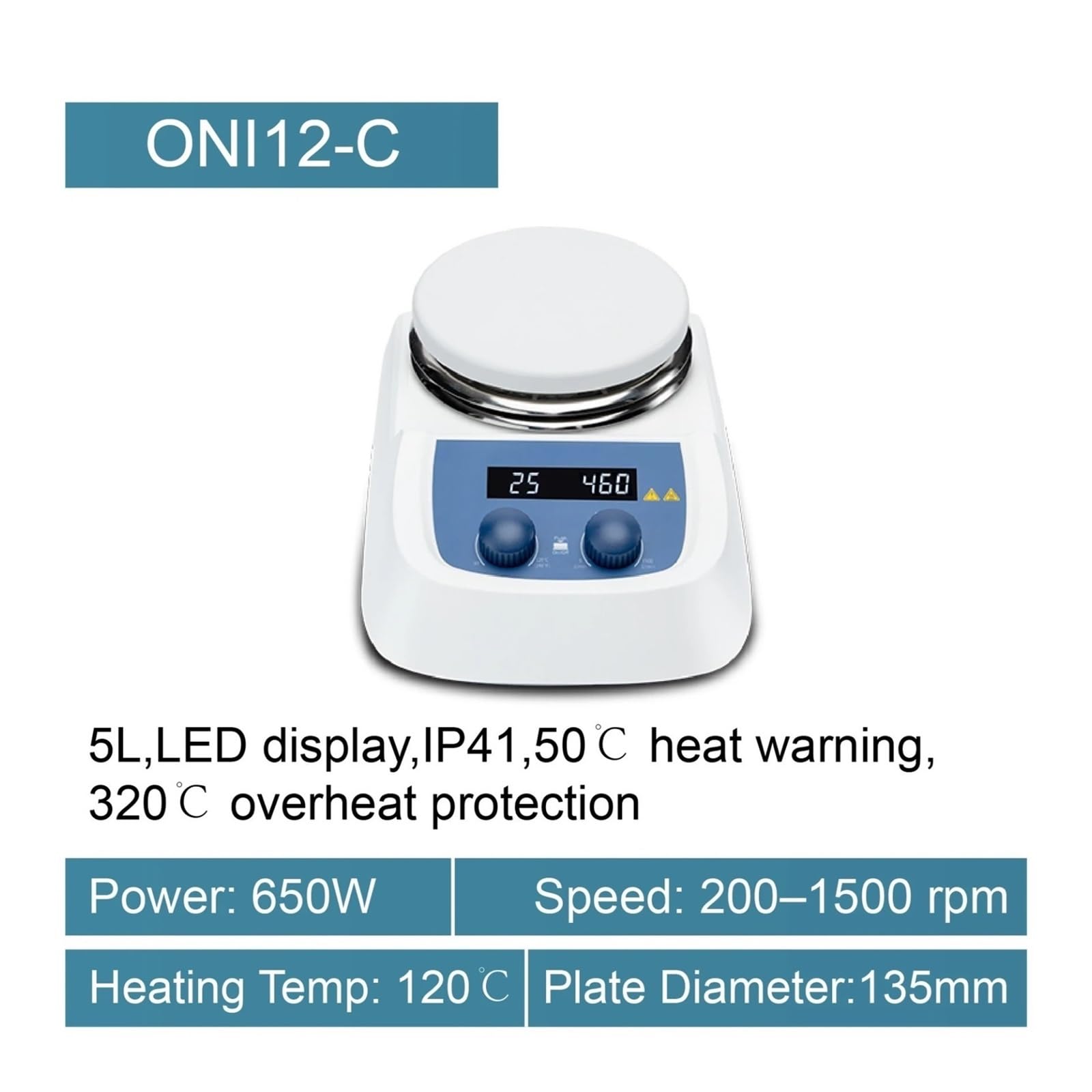 centrífuga de laboratorio, Agitador Magnético Digital, Placa Calefactora, Control Termostático De 5L, 1500RPM, Velocidad Ajustable, 280 ℃, Protección Contra Sobrecalentamiento, Mezclador Laboratorio