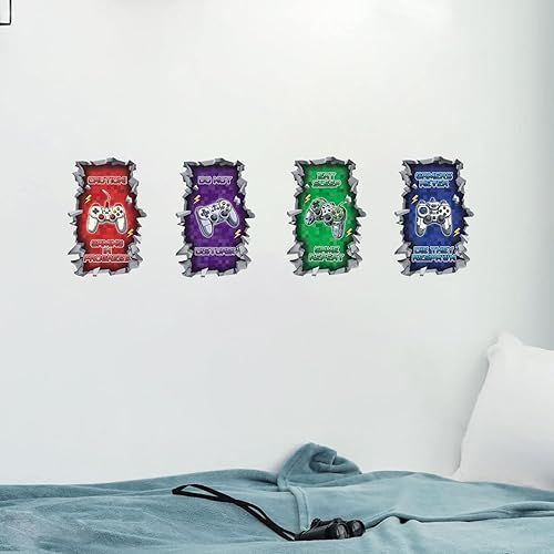 Miniatura 3 de IARTTOP 4 calcomanías de pared con diseño de juegos para comer dormir, decoración de pared de juegos en progreso, para sala de juegos, sala de