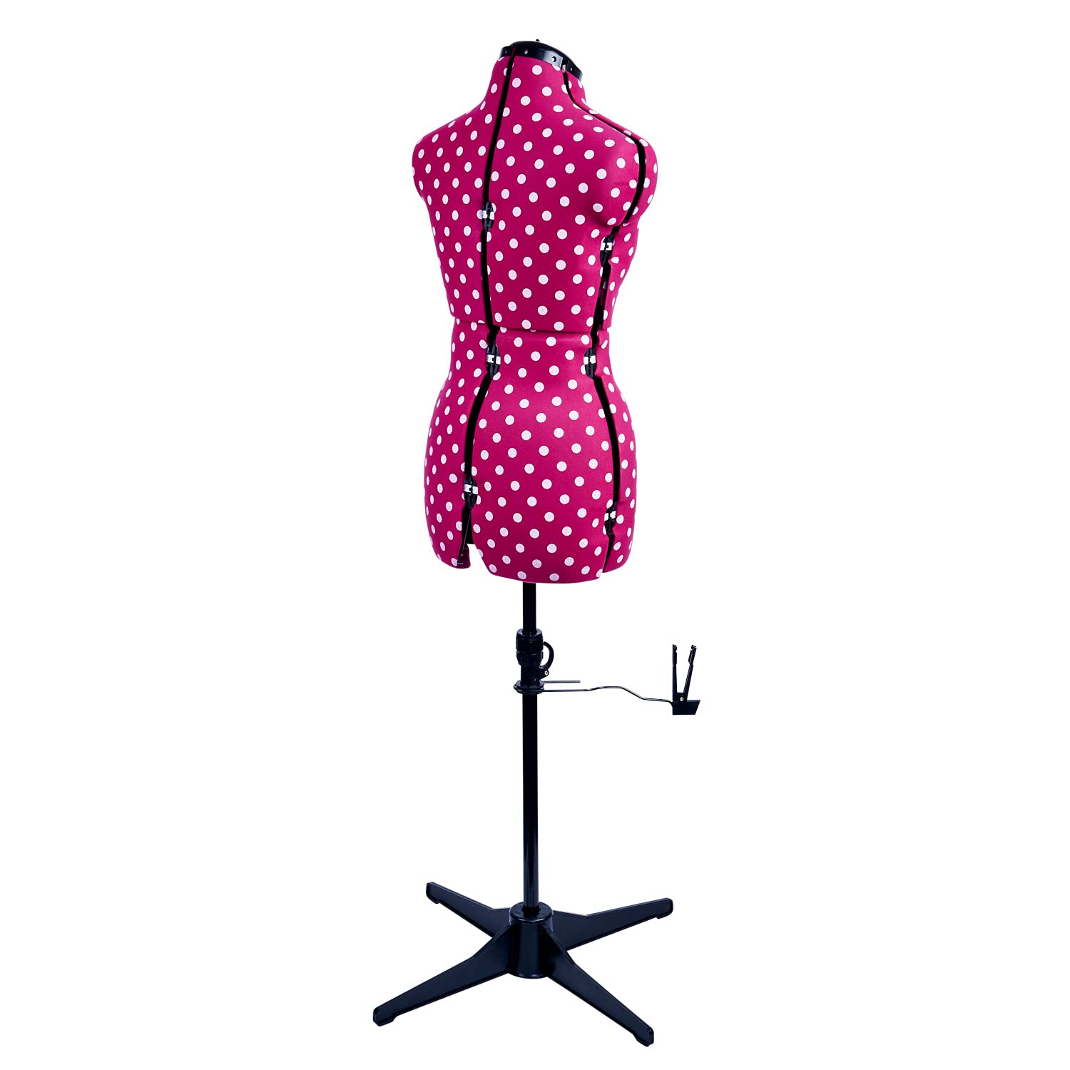 Maniqui Costura Ajustable Lunares Cerise 8-Partes | Pequeño (S) [Talla EUR 38 a 44]