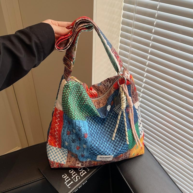 Bolso Tote para Mujer, Patchwork Étnico, Gran Capacidad miniatura 2