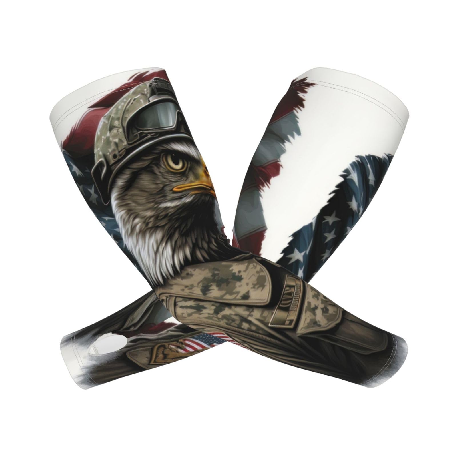 FYCFSLMY American Flag and Eagle Arm Sleeves for Men & Women, Sports Compression Cooling Sleeve for Basketball Running