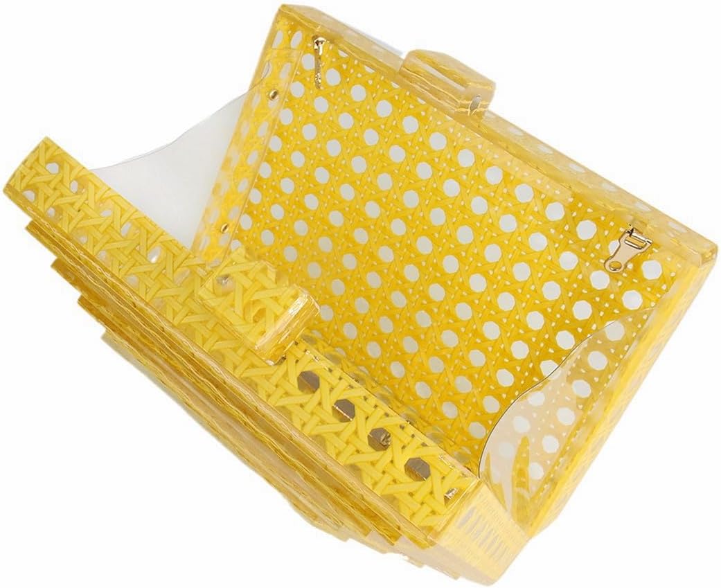 Women Acrylic Rattan Clutch Purse Rattan Woven Evening Bag Wedding Party Purse Summer Beach Wicker Shoulder Handbag - Image 5