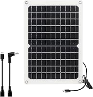 Vista 1 de USB C Solar Panel 5V 10W: Small Solar Panel with Micro-USB & USB-C & Barrel Port 3.5mm High Performance Monocrystalline for Camera,Water Pump,Small