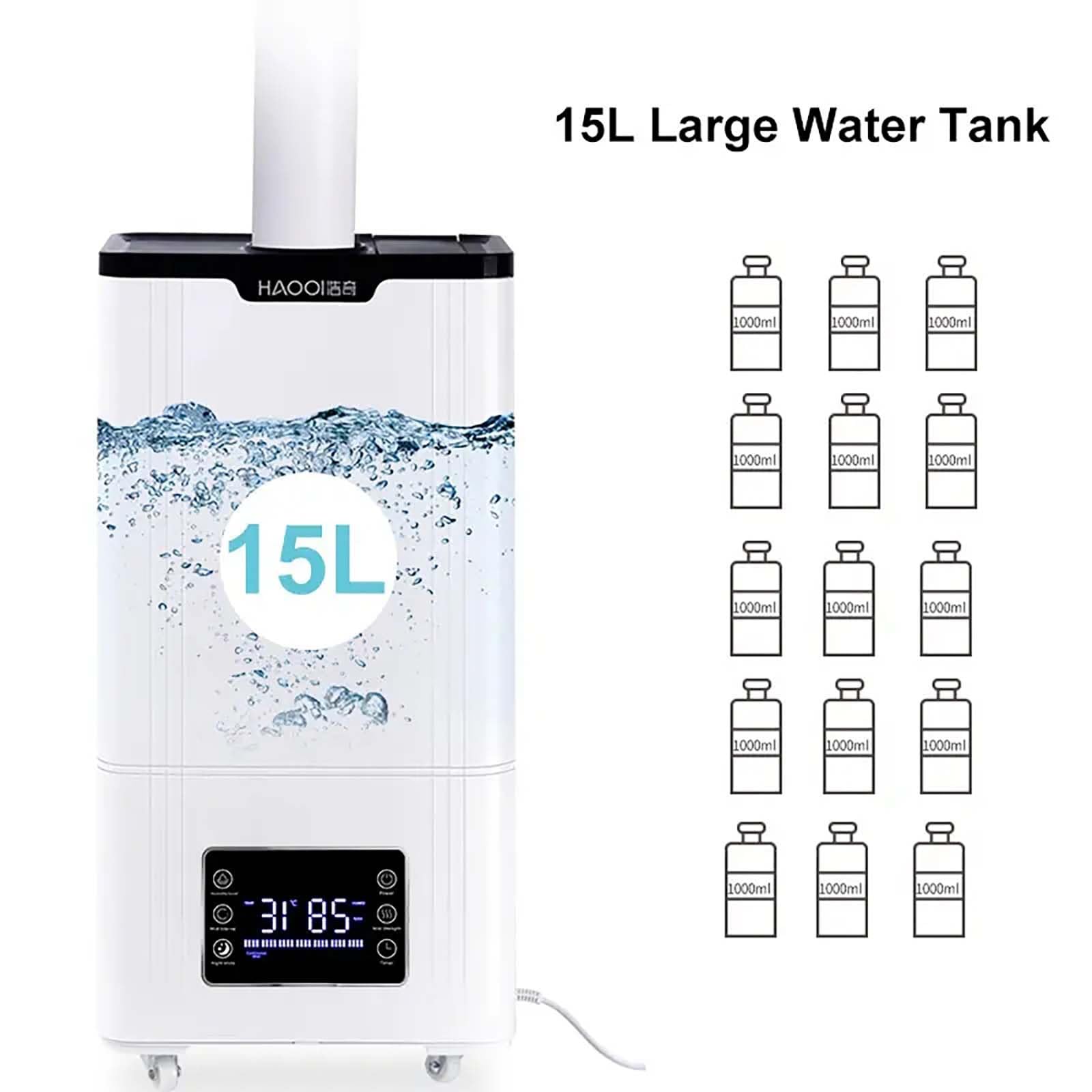 Umidificatore Industriale da 100 W Umidificatore Commerciale da 1800 ml/h, Umidificatori Silenziosi Applicabili Fino a 120 m², Umidificatore a Nebbia Fredda ad Ultrasuoni a 3 Velocità for Camera da Le