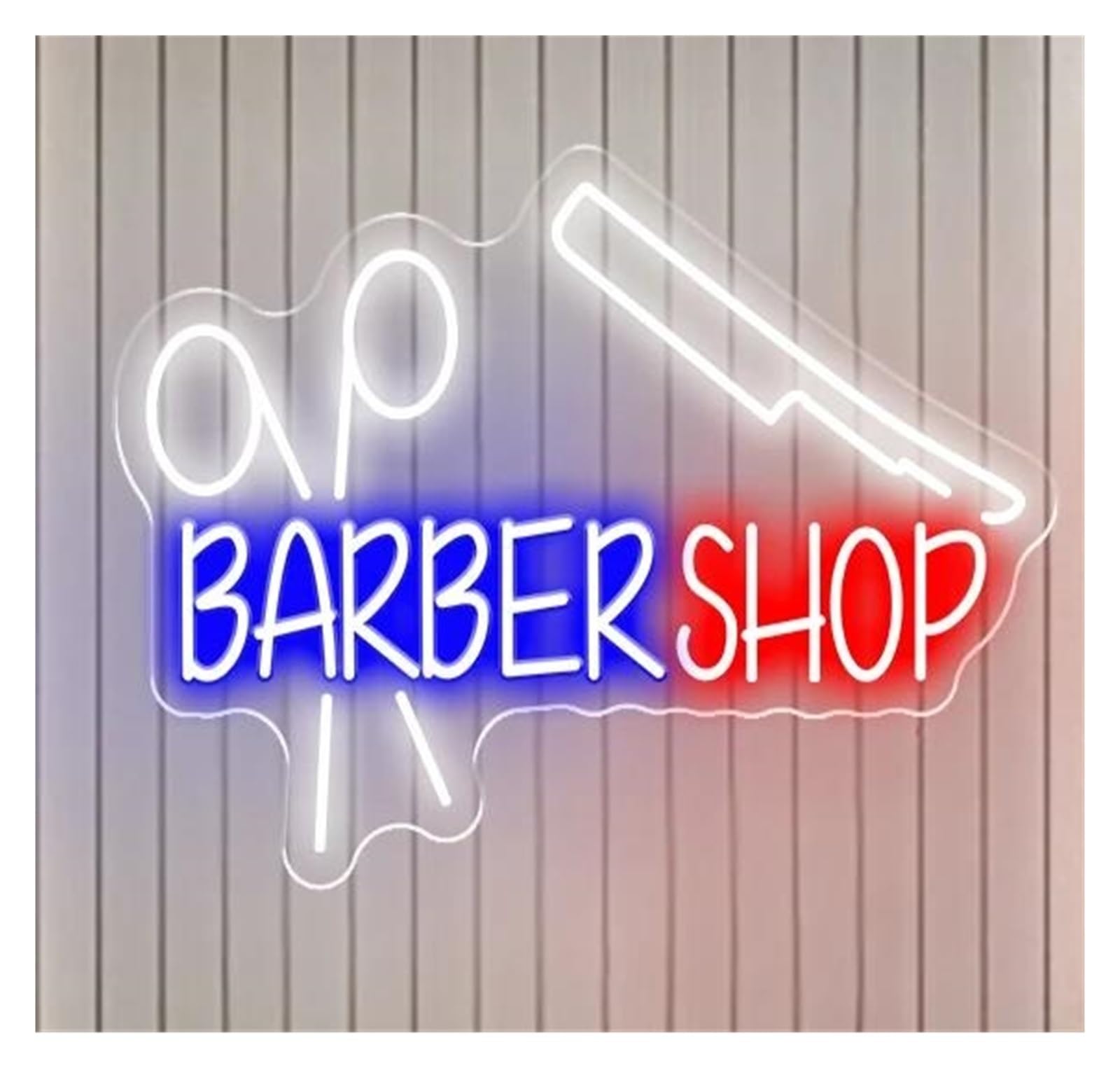 LEMST Sign Lamp Barber Shop Neon Sign Lights Hairdresser Logo Salon Decor(54X39cm)