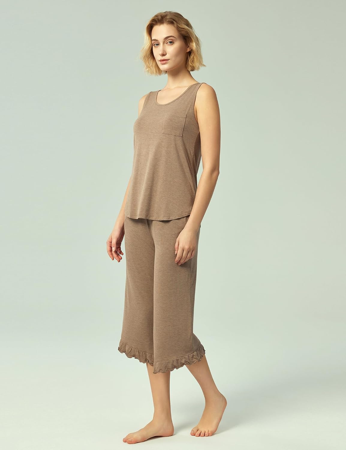 GYS Women's Pajama Sets 2 Piece, Bamboo Viscose Lounge Sets for Women, Soft Tank Top and Capri Pants Sleepwear Pjs S-XXL
