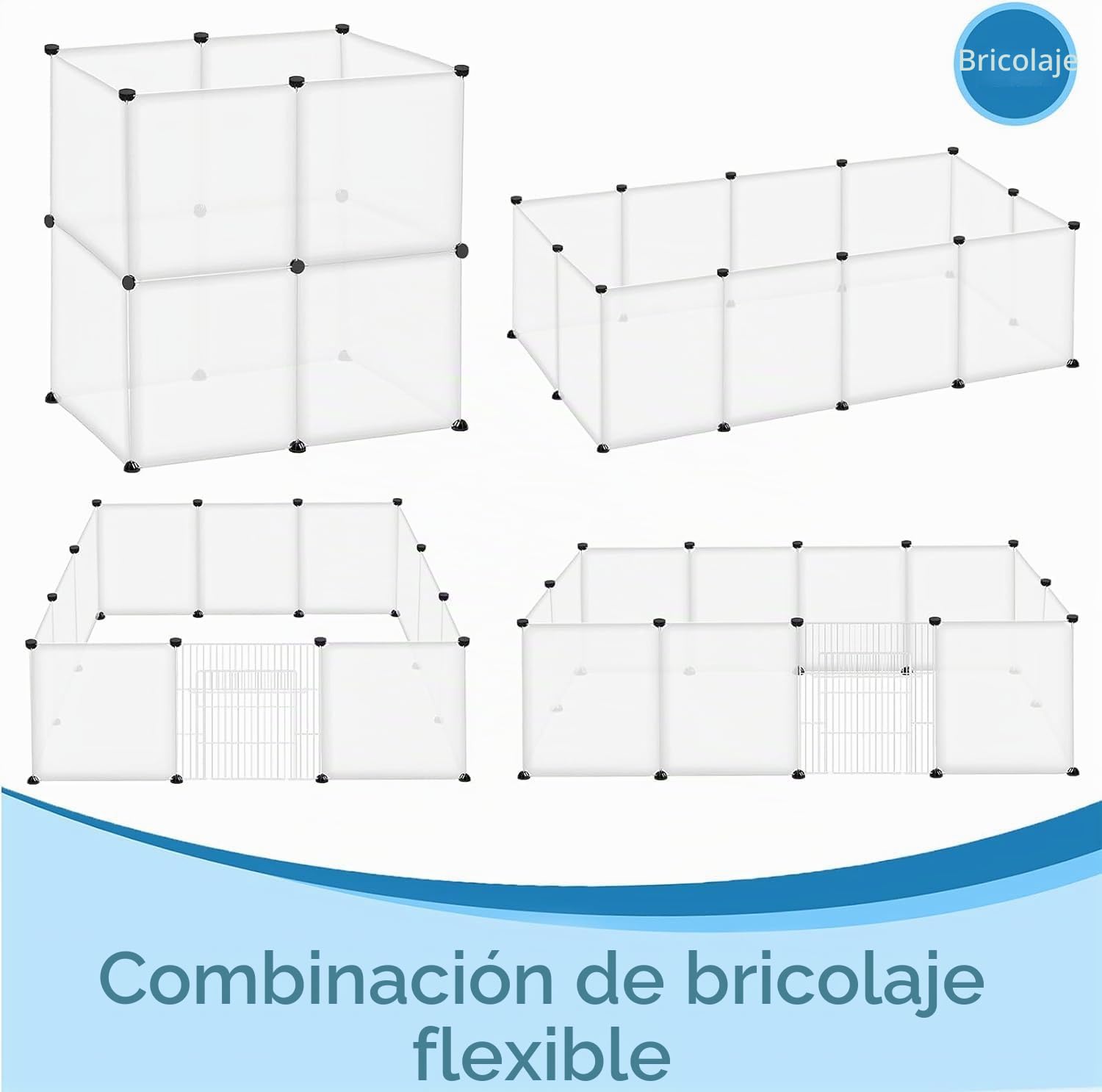UISEBRT Recinto al aire libre para conejos, cobayas, jaula para animales pequeños, sin puerta, para interior y exterior, 145 x 75 x 48 cm, transparente