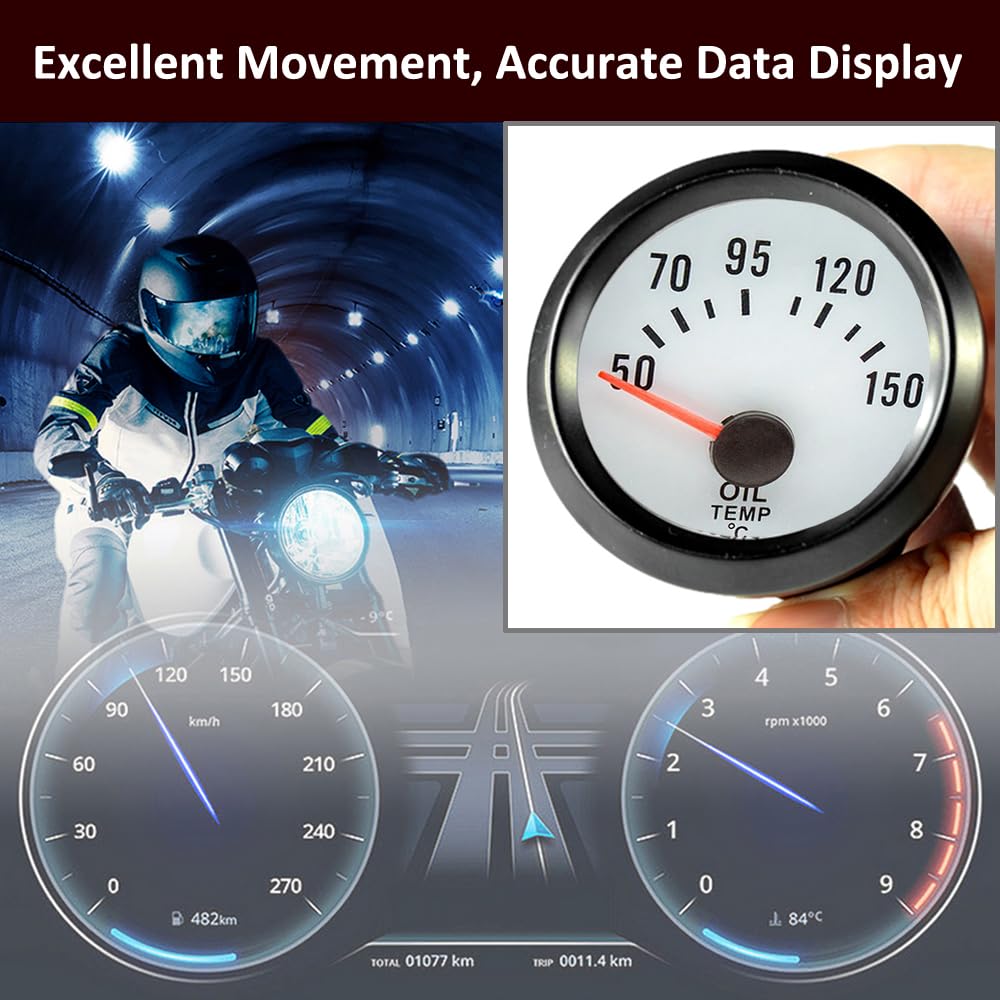 ETOPARS Auto Olio Temperatura Manometro 2 Pollici 52mm Temperatura Dell'olio Misuratore Veicolo Olio Puntatore Indicatore Calibro Blu Luce Olio Temperatura Strumenti
