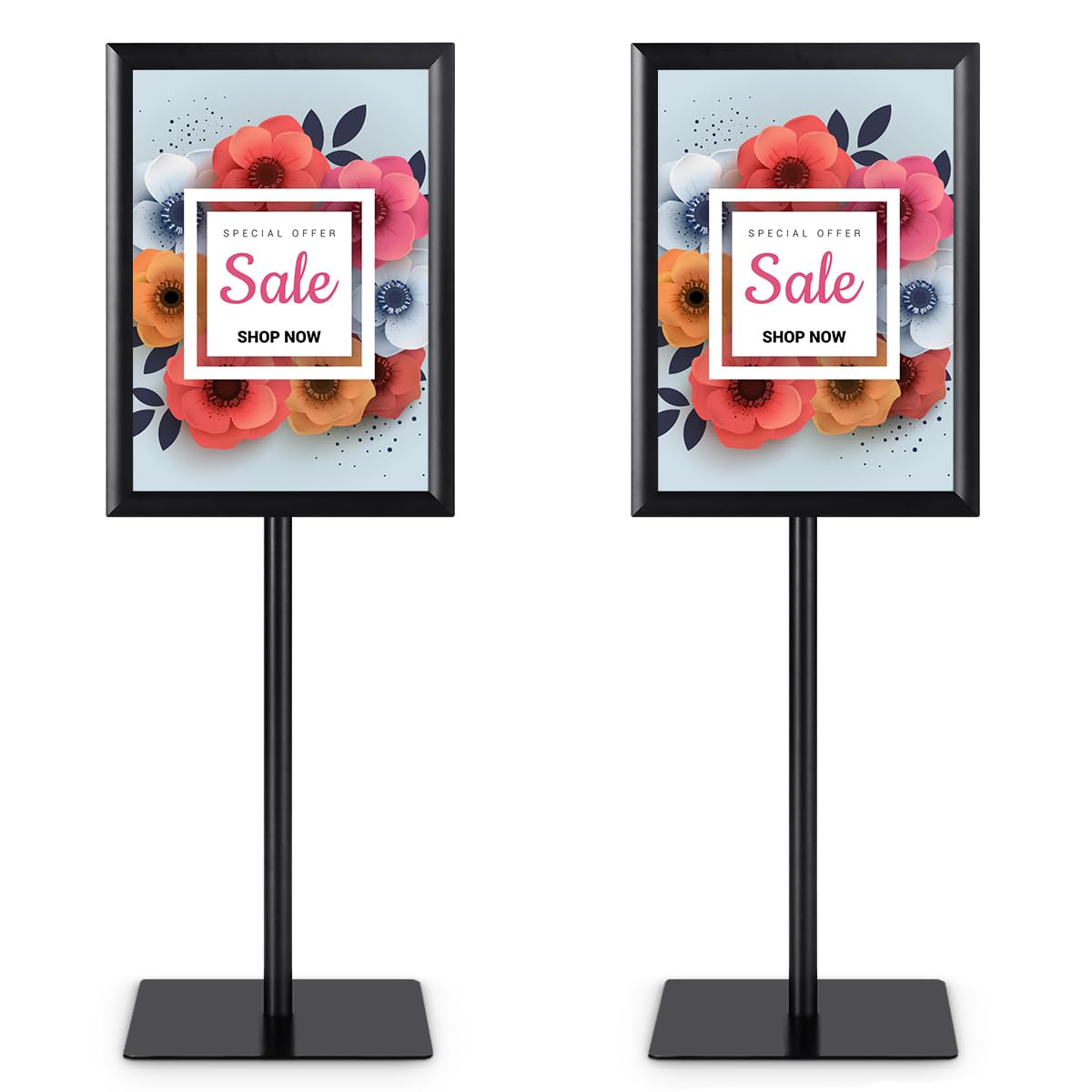 COSTWAY Infoständer A3 2er Set, Informationsständer höhenverstellbar, Plakatständer, Kundenstopper, Präsentationsständer, Werbeständer, Posterständer, Aufsteller (Schwarz)