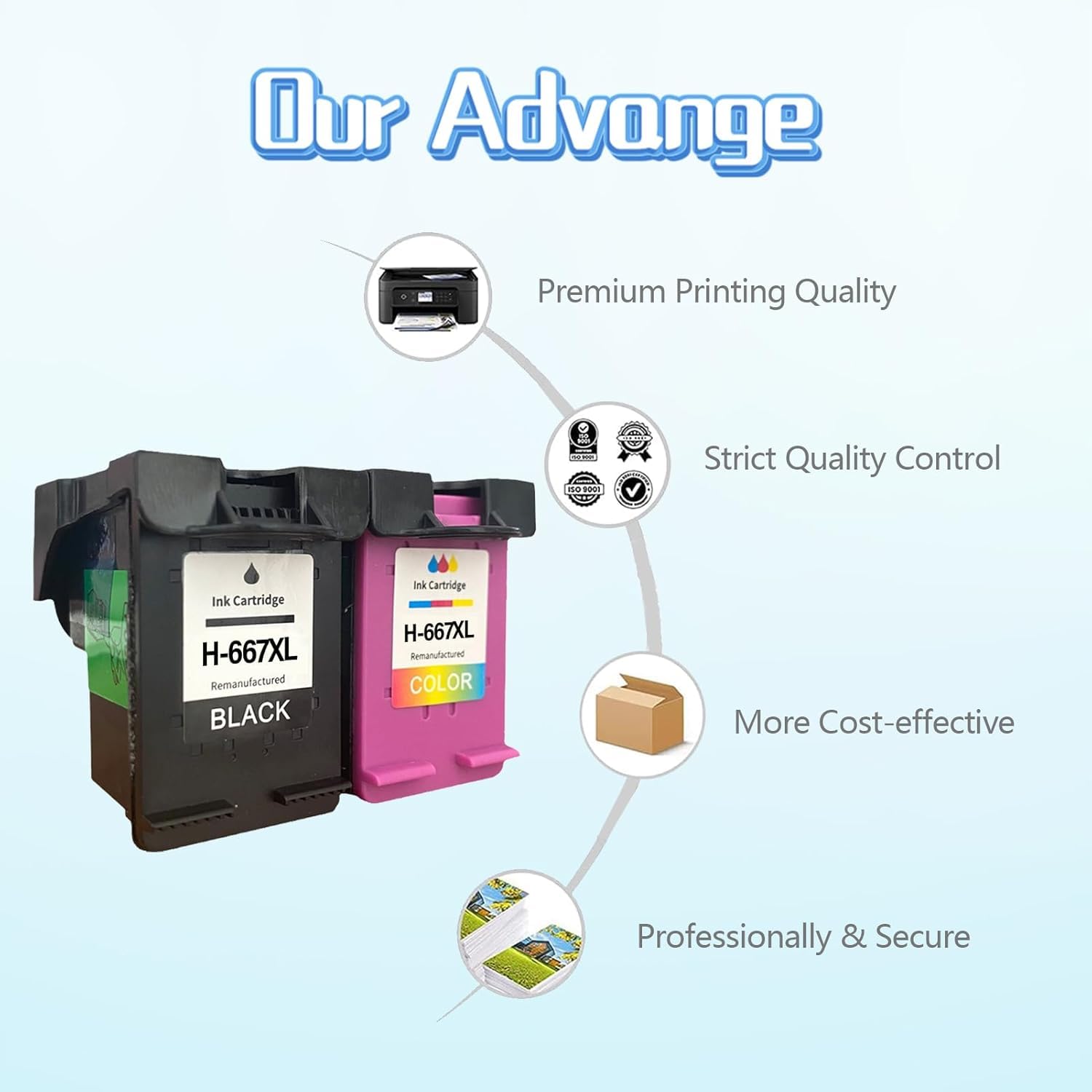 Cartucce D'inchiostro Ad Alta Resa H-667XL Compatibili con Cartucce D'inchiostro 667 Sostituisci L'uso per HP Inkadvantage 4175 4178 6078 6478 2336 2775 2776 2777 2778,Suits-1 Set