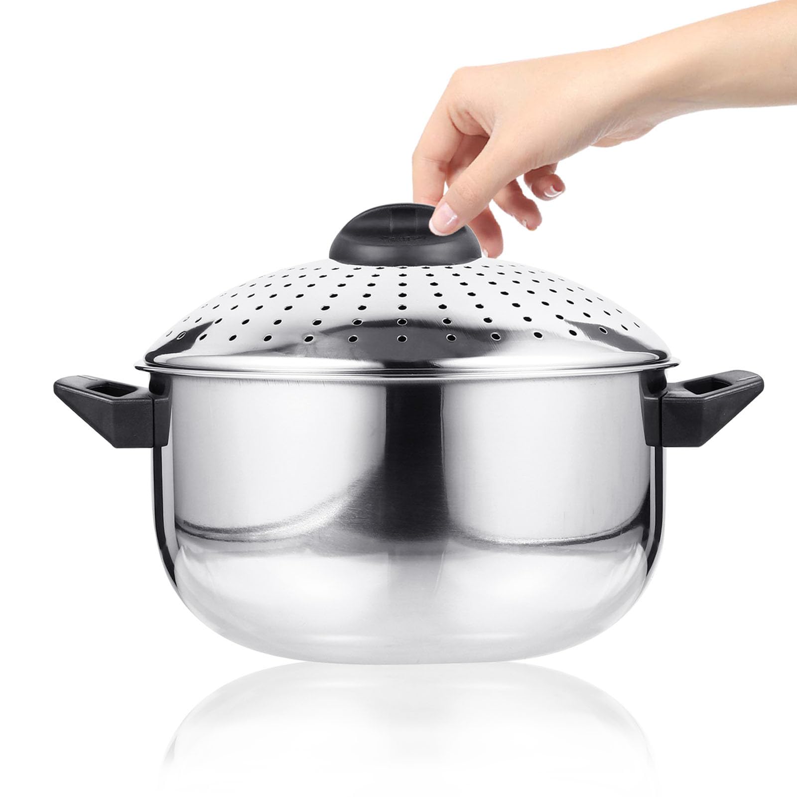 SUPVOX Olla de Acero Inoxidable Ligera para Cocinar Fideos Colador Integrado y Tapa Práctica, Adecuado para Pasta Rápida y Cocina
