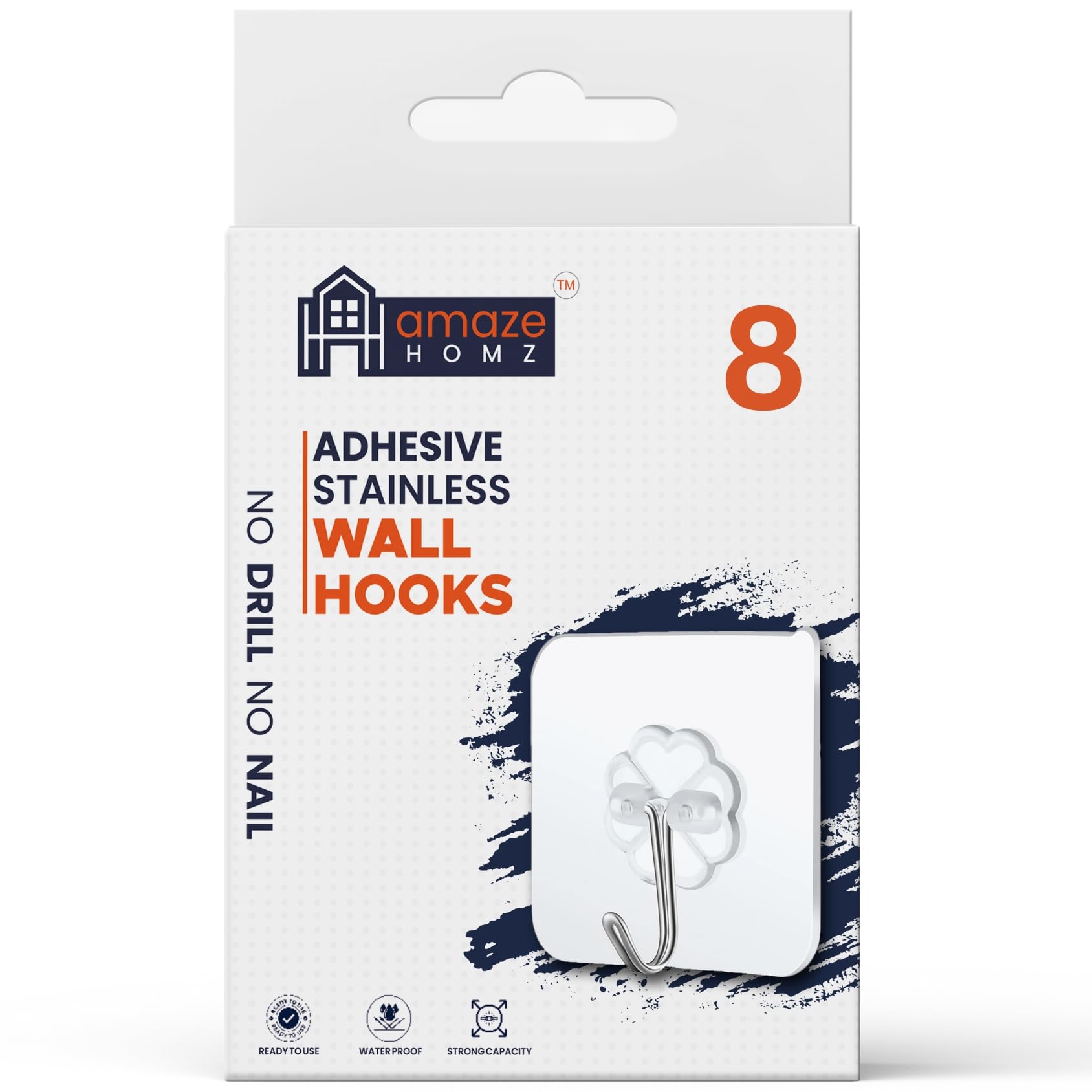 amaze HOMZ Adhesive Wall Hook for Hanging Strong | Adhesive Hooks for Wall Heavy Duty | Wall Hooks Hanging Cloths | Hooks for Wall Without Drilling [ Pack of 8 ] (B0D9NTTRDB) Amazon Price History, Amazon Price Tracker