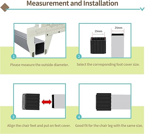 Miniatura 62 de Flyshop 8 tapas para patas de sillas de patio, de PVC, protectores de suelo cuadrados para patas de silla, fundas cuadradas para muebles, 3/4 PVC
