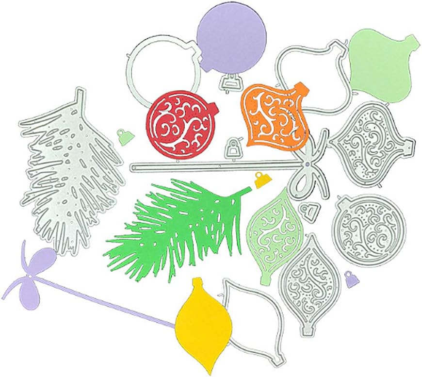 Metal Christmas Tree Lamp Lantern Cutting Dies Embossing Stencil Template Die Cuts for Card Making Scrapbooking Paper Craft Album Stamps DIY Christmas Decor