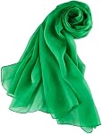 JWSilk Long Silk Chiffon Scarf Solid Color