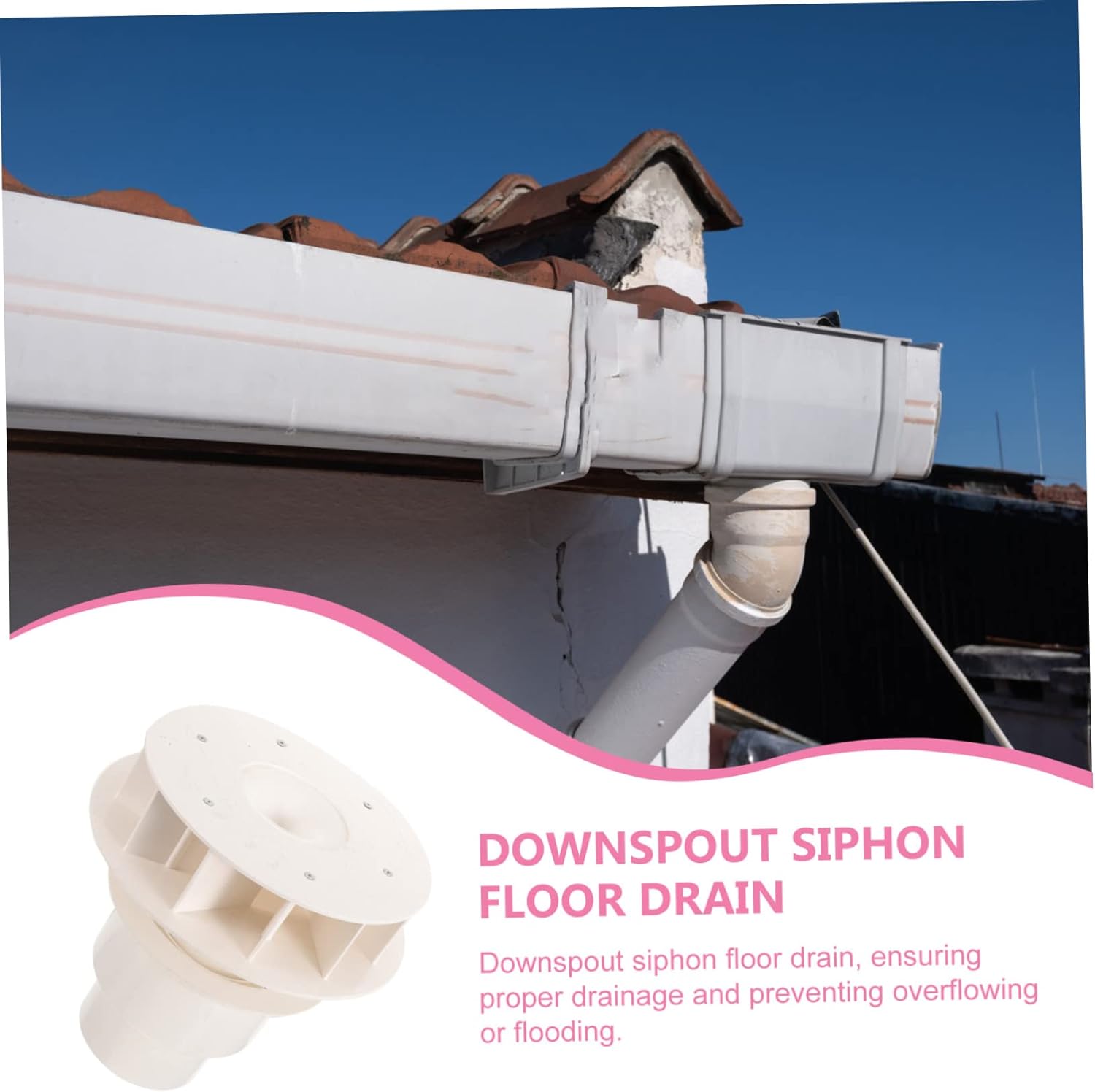 Gadpiparty Downspout Drain Fitting Siphon Multi-Functional Rain Funnel for Roof Side Wall Mount Drainage Strainer Easy Install Design Outdoor Use