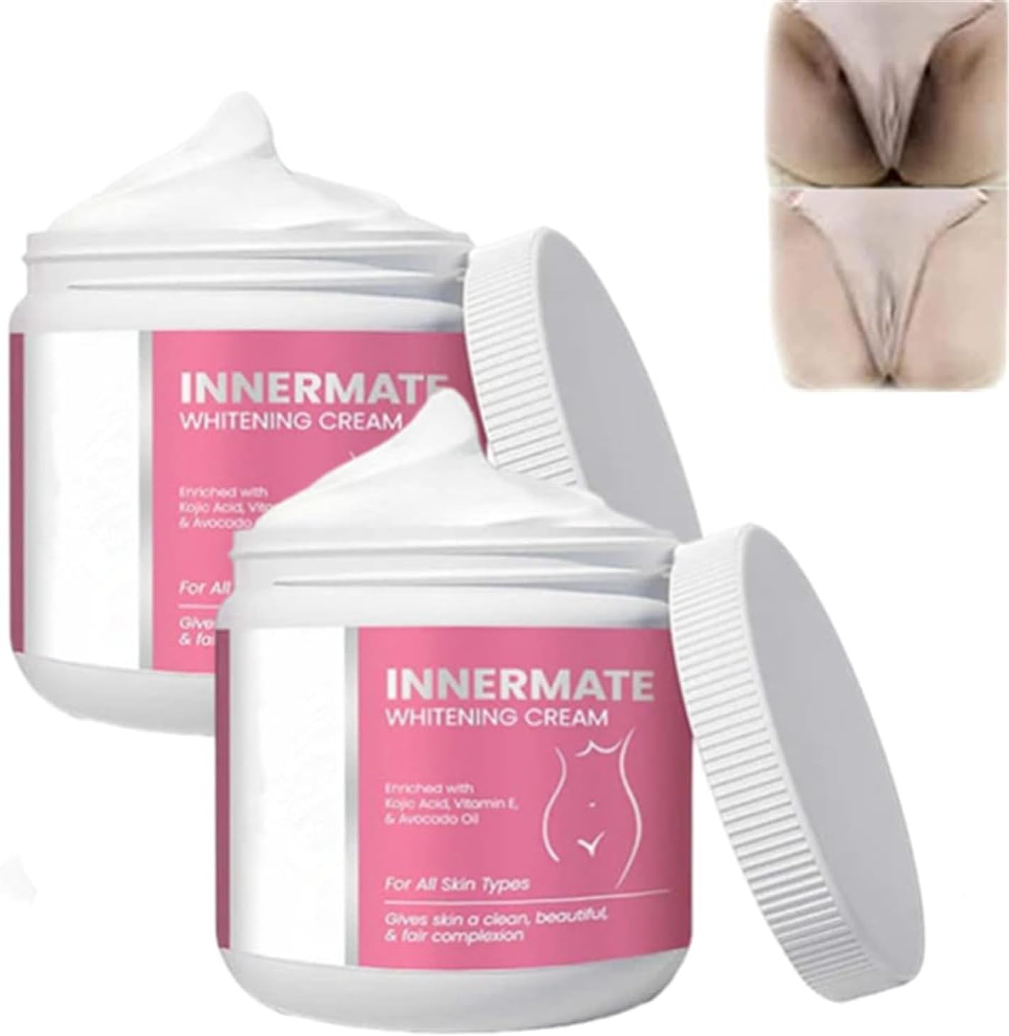 InnerMate Whitening Cream, Intimate Area Skin Lightening Cream, Skin Bleaching Cream for Private Area, Dark Spot Corrector Cream for Inner Thigh, Bikini Line, Armpit (2pcs)