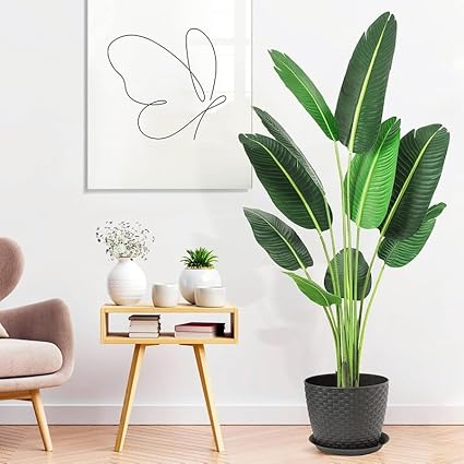 IDEALHOUSE 4ft Artificial Bird of Paradise Palm Tree, Realistic Faux Plant, Indoor/Outdoor, Low Maintenance, Perfect Housewarming Gift