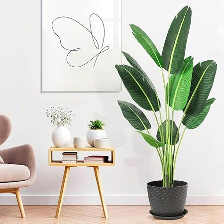 IDEALHOUSE 4ft Artificial Bird of Paradise Palm Tree, Realistic Faux Plant, Indoor/Outdoor, Low Maintenance, Perfect Housewarming Gift