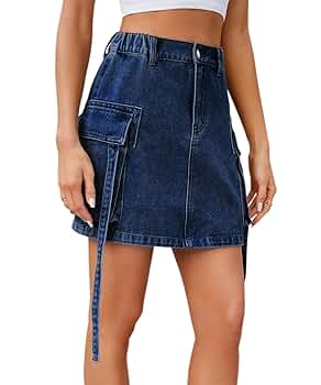 Amazon.com: Glkaend Denim Skirt Women Casual Mini Elastic