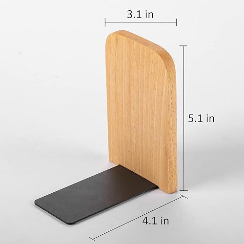 Miniatura 6 de Muso Wood Extremos para libros para estantes, sujetalibros antideslizantes, soporte de madera resistente para libros y películas (Haya, 1 par)