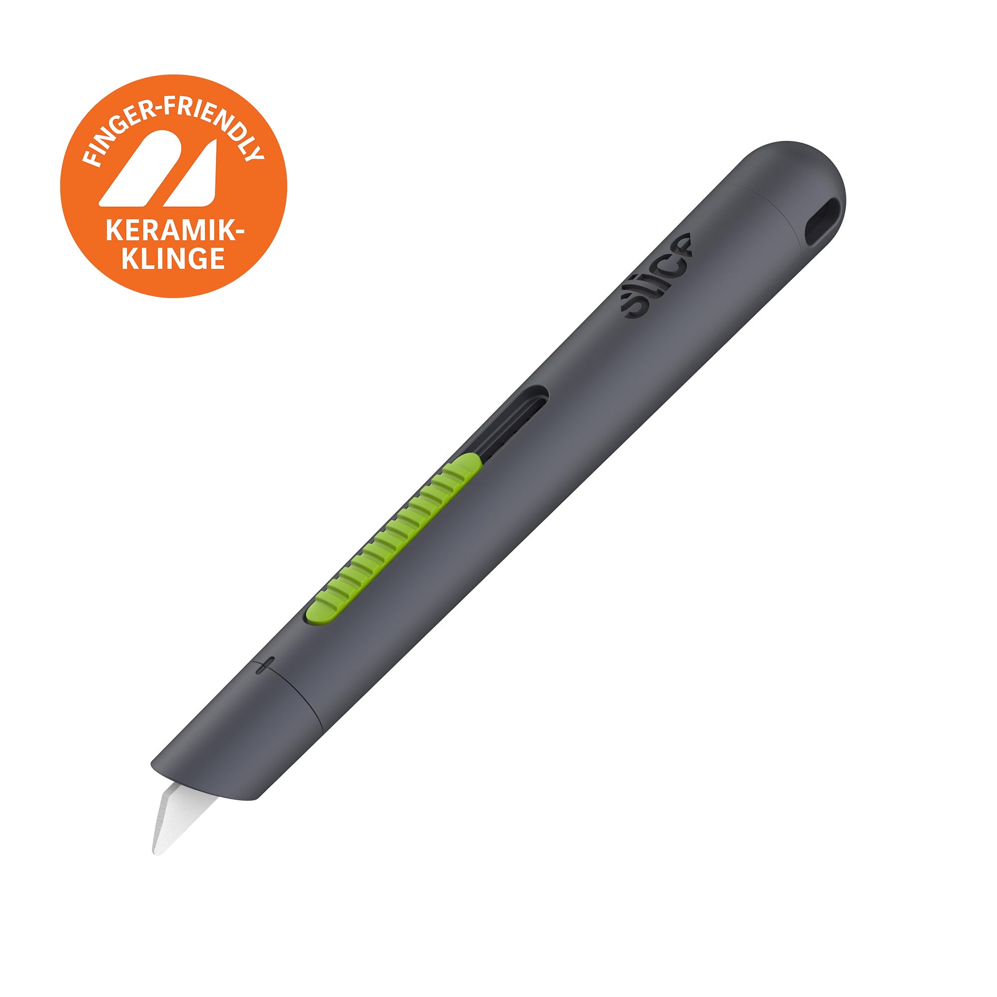 SLICE 10512 | extra sicherer Stift Cutter|Keramikklinge | Finger-freundlich | Sicherheitsmesser | ergonomische Form | automatischer Klingenrückzug | ideal für Karton, Folien, Verpackungen & Papier
