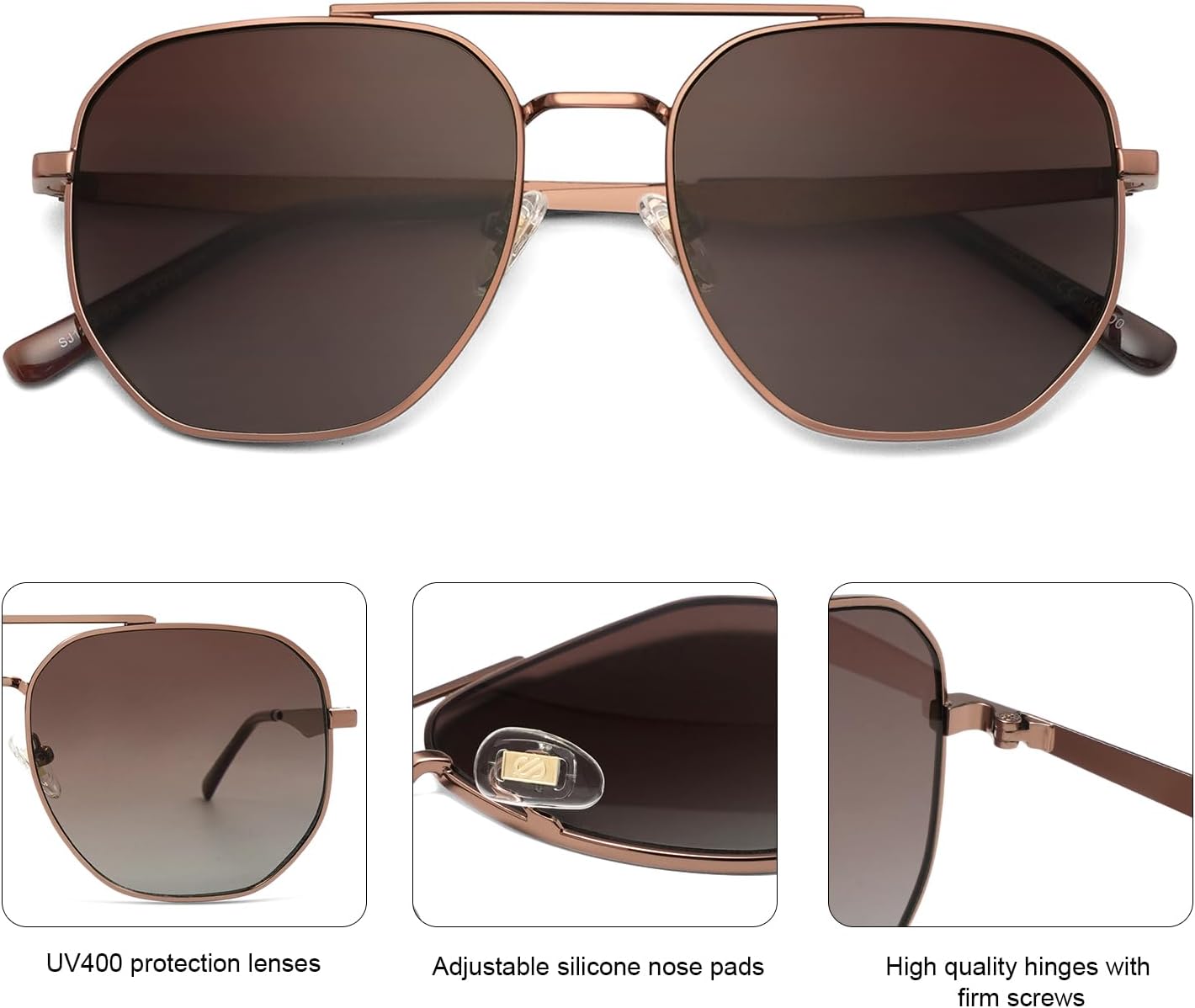 SOJOS Classic Square Aviator Sunglasses for Women Men Retro Hexagon UV400 Protection Shades SJ1222 - Image 3