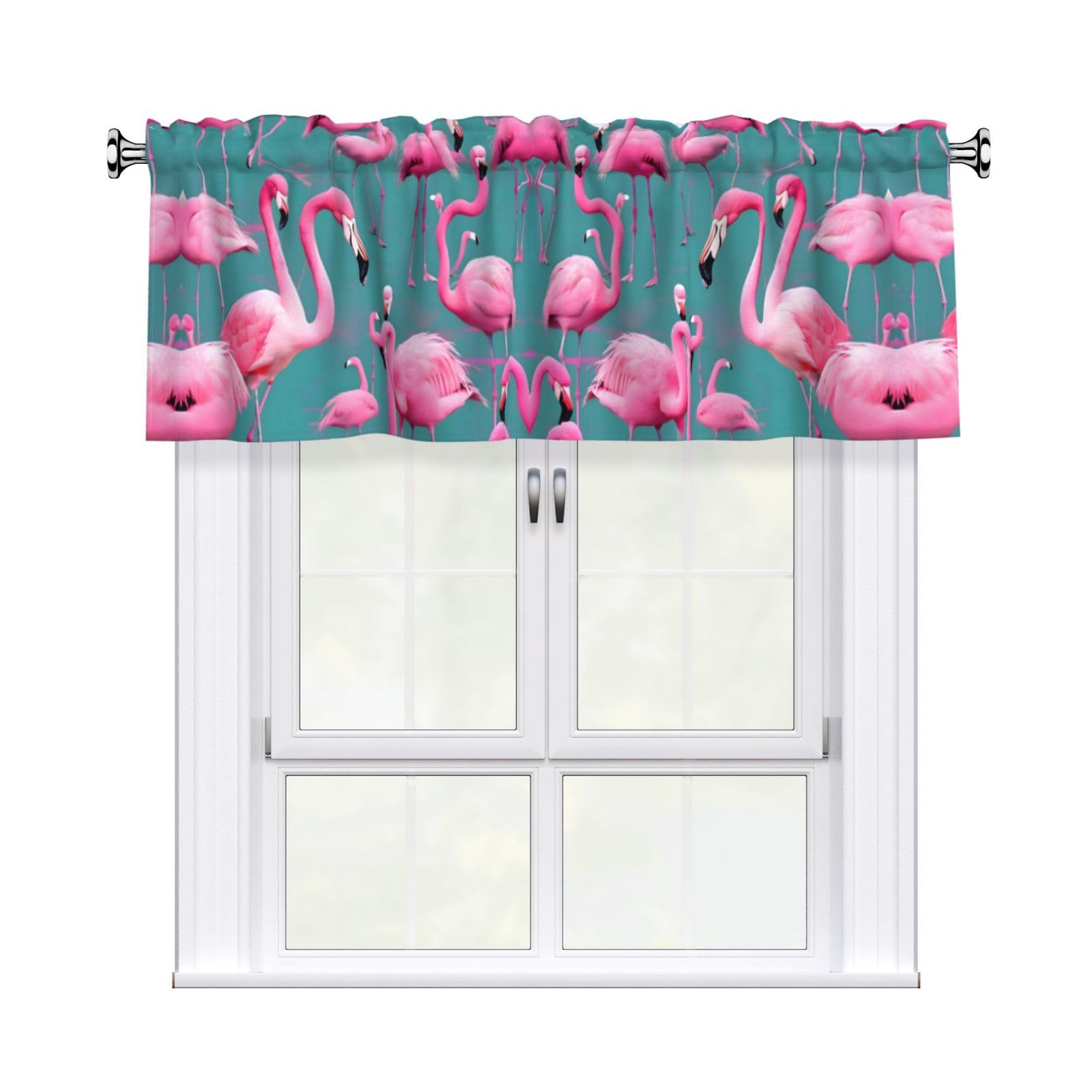 WHJSSF A flock of flamingos Prints Housewarming Gift – Peach Skin Window Valance 54x18 for a Cozy Kitchen Refresh