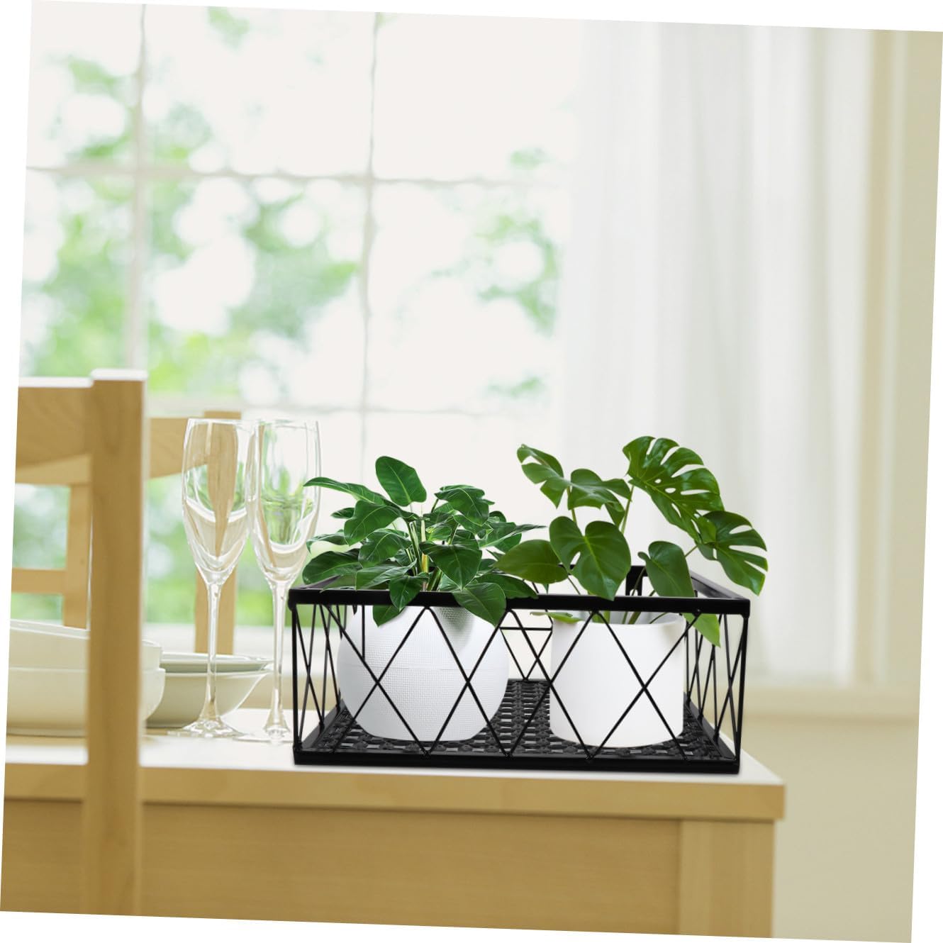 1pc Wall-Mounted Flower Pot Stand Kitchen Sundries Organizer Elegant Railing Planter Rack for Use
