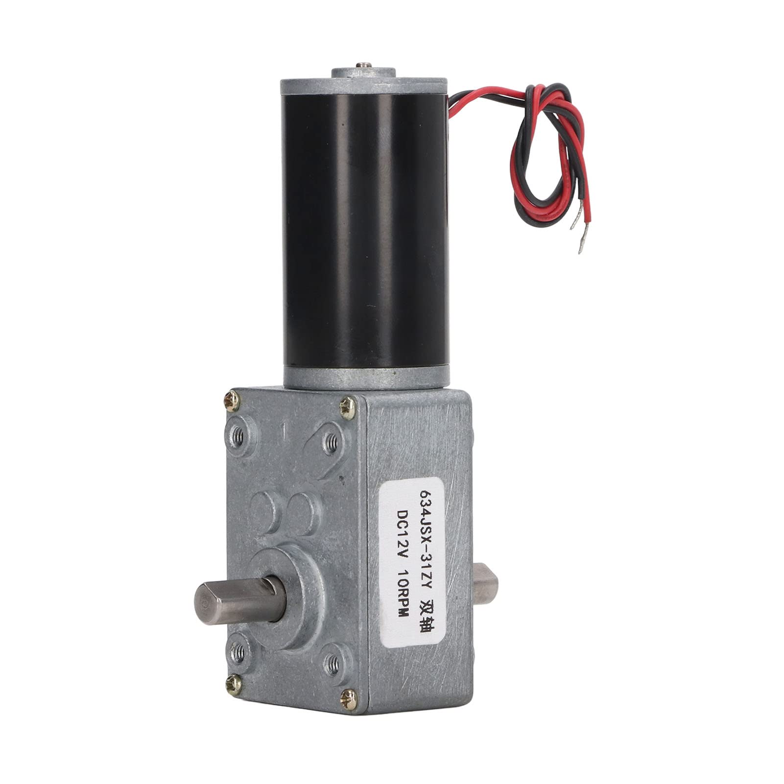 Motor de reducción de corriente continua 12 V CW CCW con doble eje, bobina de latón autobloqueante para automatización (10 rpm)