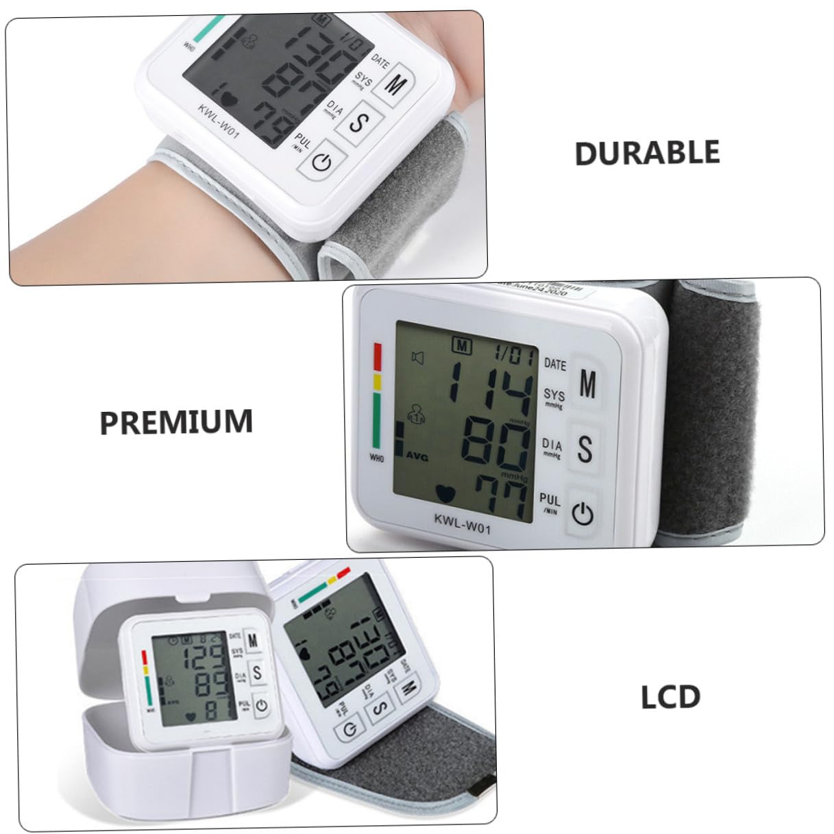 VICASKY Misuratore Display e Polso Pressione Arteriosa a Digitale di Lcd Bianco Modalità Sleep per Uso Domestico Adatto Anziani e Ragazzo Ragazza