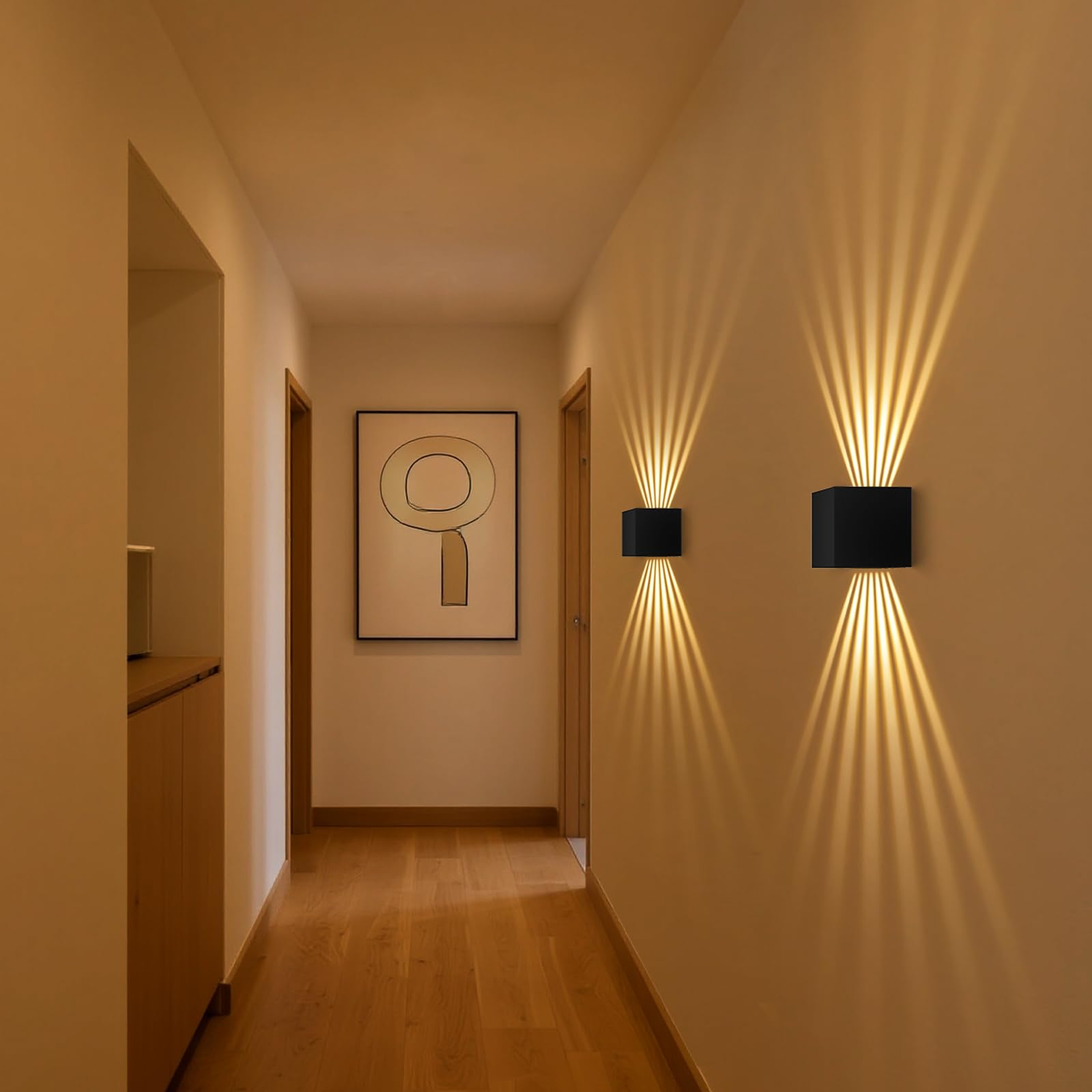 LED Wandleuchte Innen/Außen, Schwarz | IP67, Aluminium, Up Down 3000K Warmweiß, 12W, Moderne Dekoration für Wohnzimmer, Schlafzimmer, Korridor & Treppenhaus