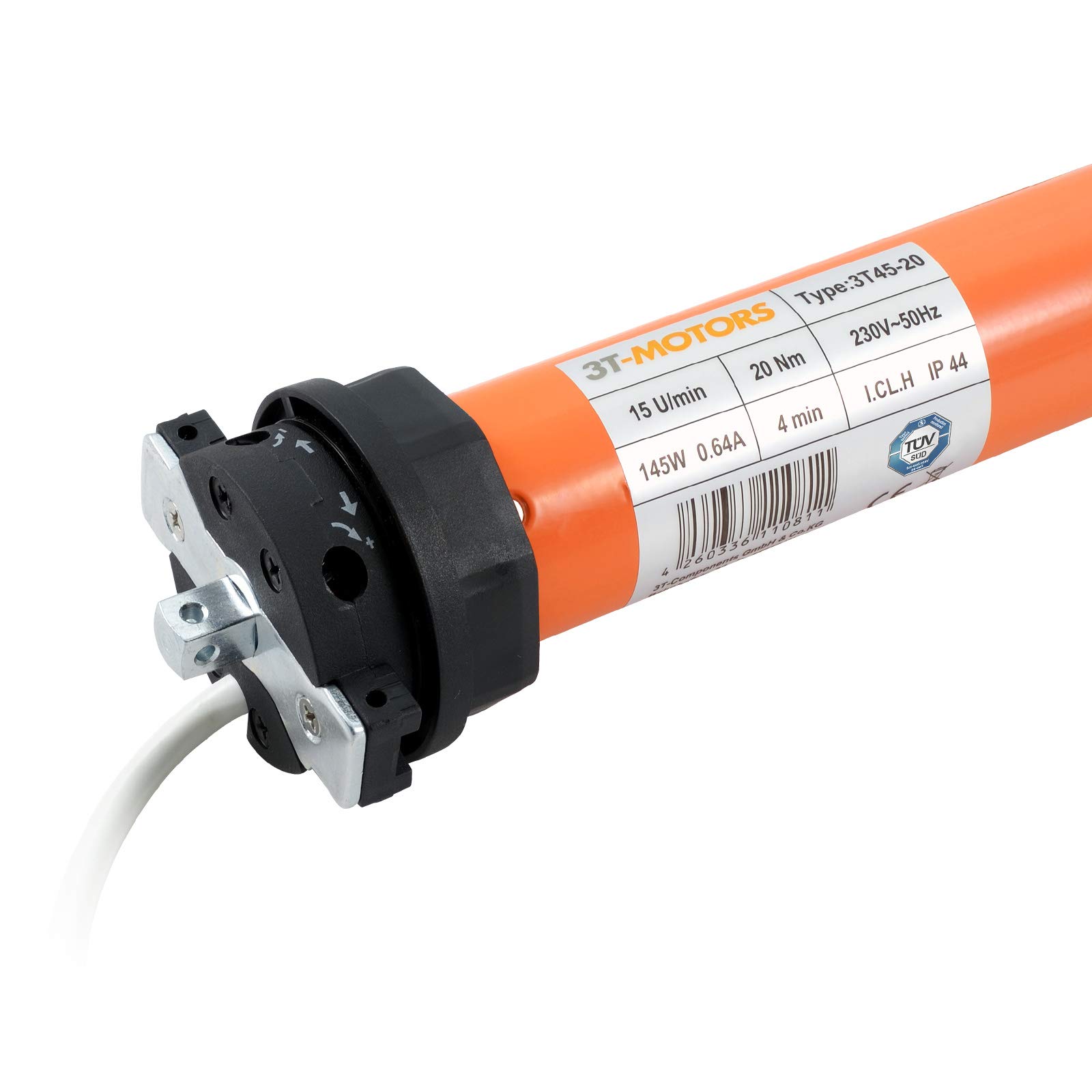 3T-MOTORS Rolladenmotor mit Wippschalter, Rollladenantriebs-Set Rohrmotor und Schalter, Rolladenantrieb 3T45-20 + Jalousieschalter, Rollladenmotor 20 Nm SW60 für 60 mm achtkant Welle