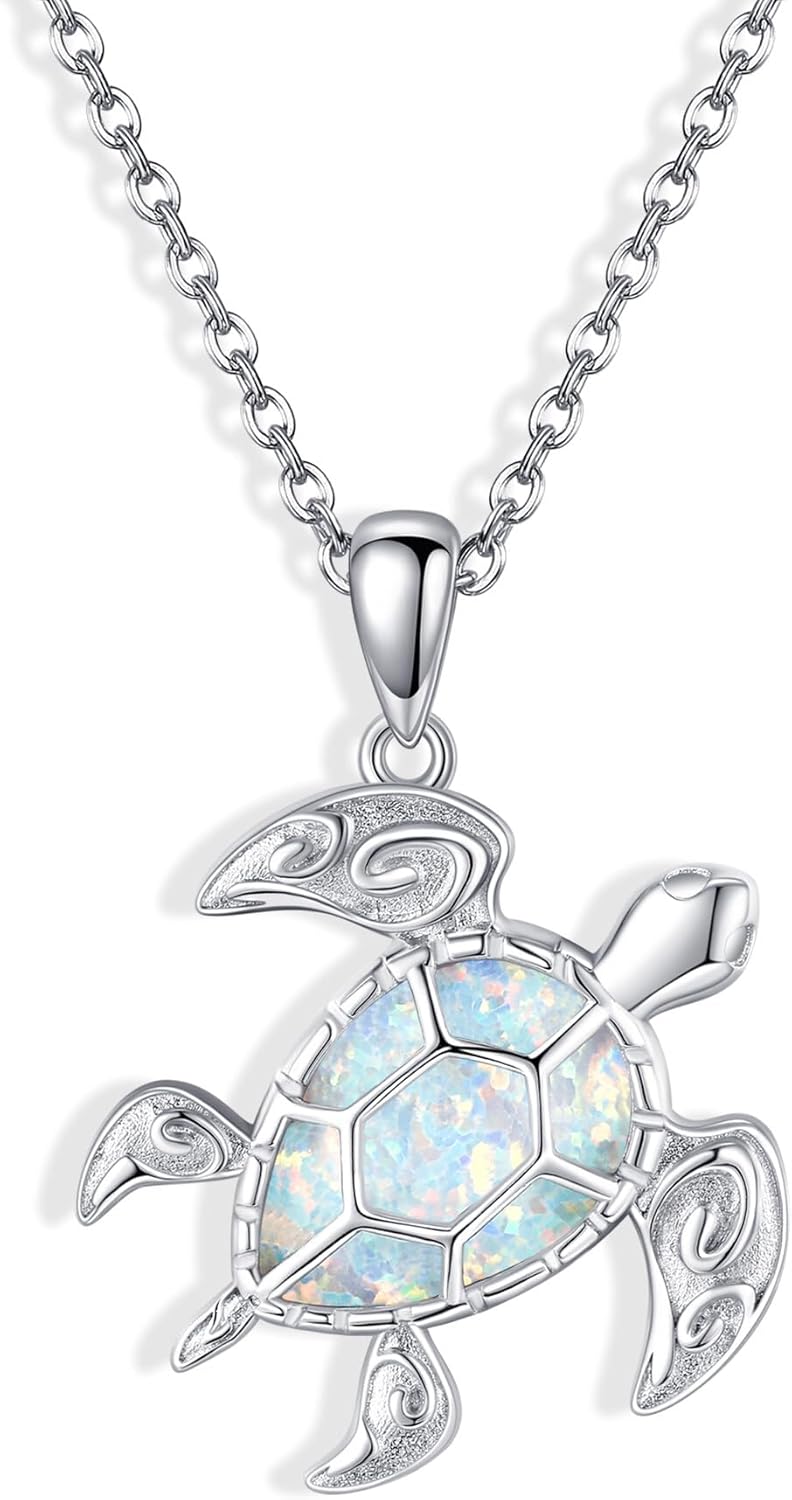 YAFEINI Ocean Necklace S925 Sterling Silver Angler Fish/Sand Dollar/Sea Turtle/Dolphin/Mermaid Pendant Necklace Jewelry Gift for Women Female Mom