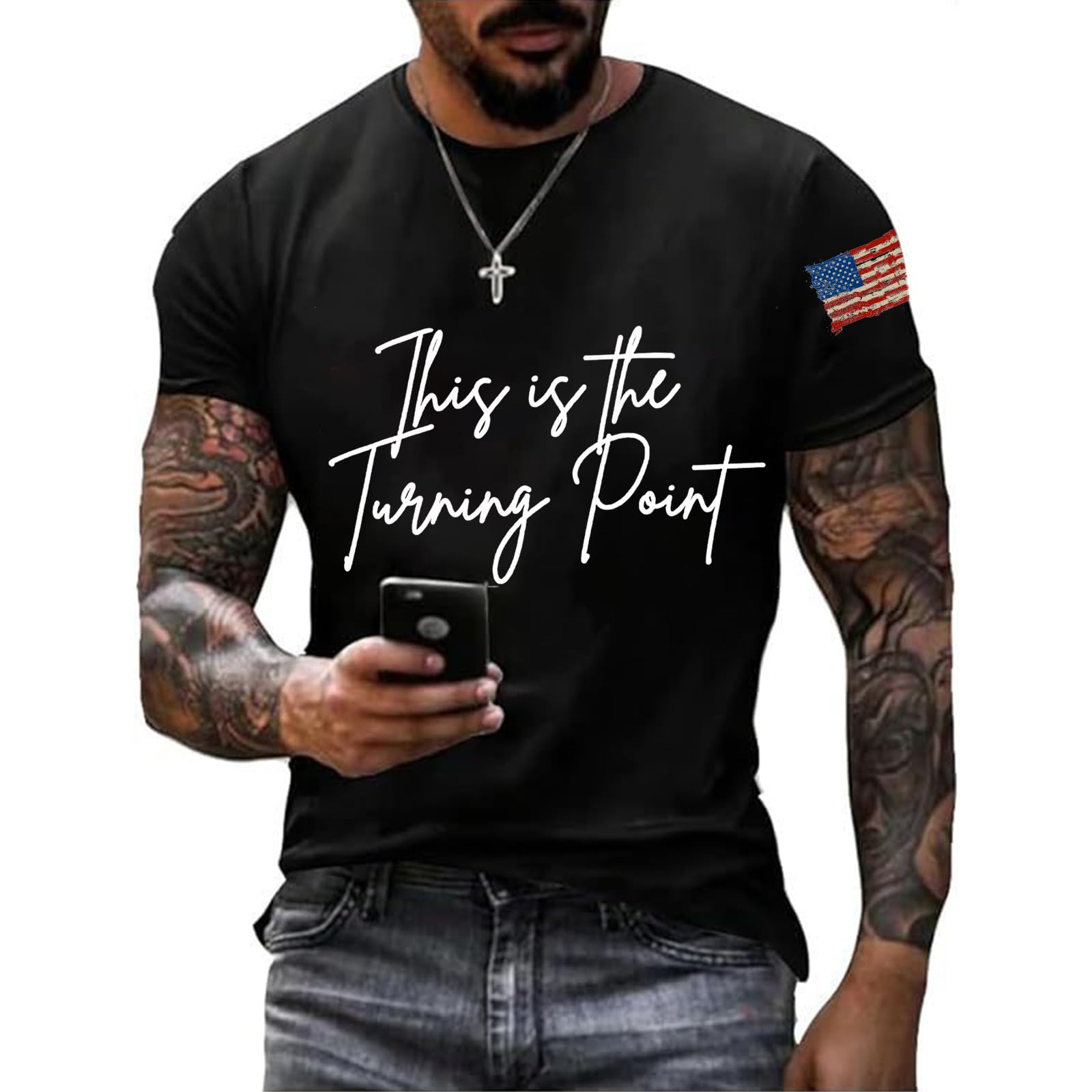 This is The Turning Point Shirt for Men Turning Point USA Freedom Retro America Flag Tshirt