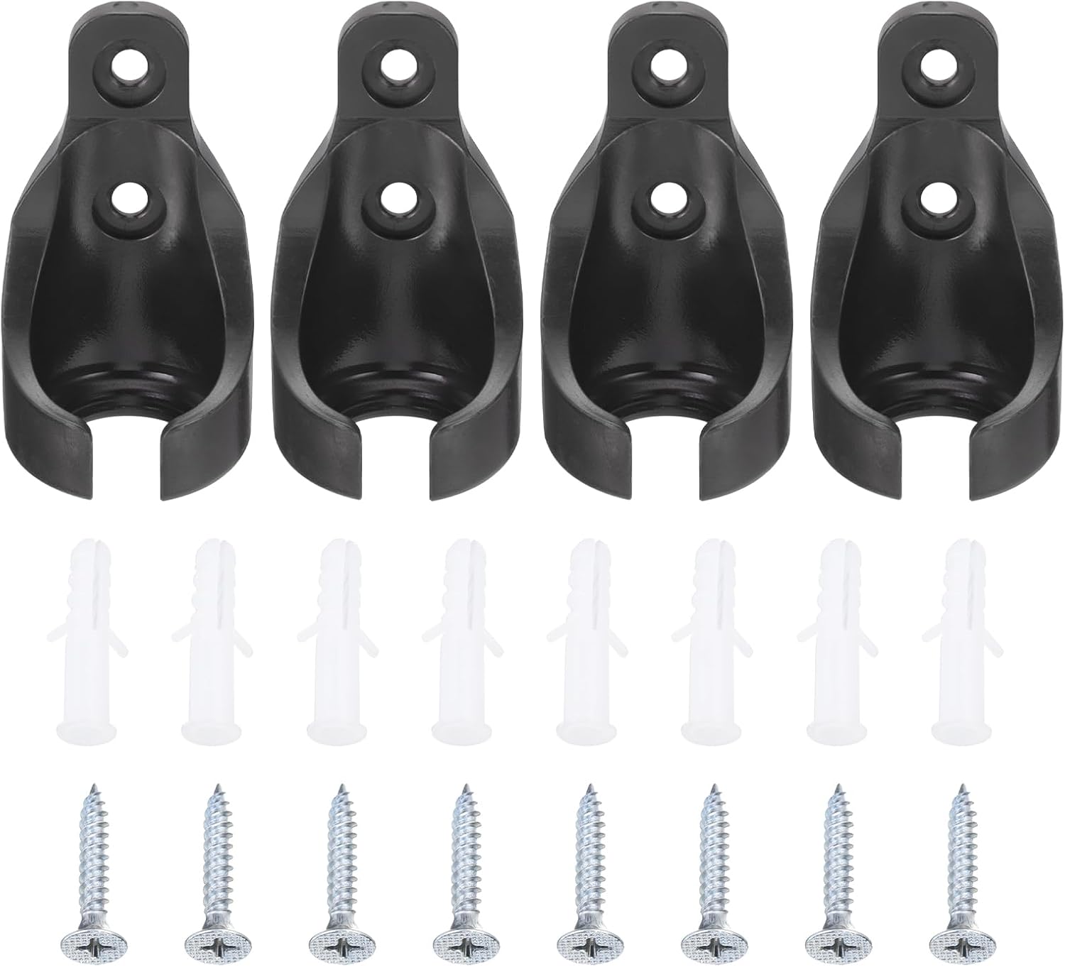 uxcell 4Pcs Universal Bungee Receiver Brackets Plastic Blind Replacement Parts for Indoor/Outdoor Sun Roller Shade Tie Down Straps Black
