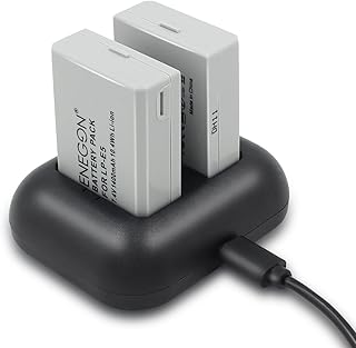 LP-E5 ENEGON Replacement Battery (2-Pack) and Rapid Dual Charger for Canon LP-E5 and Canon EOS Rebel XS, Rebel T1i, Rebel XSi, 1000D, 500D, 450D, Kiss X3, KissX2, KissF (100% Compatible with Original)