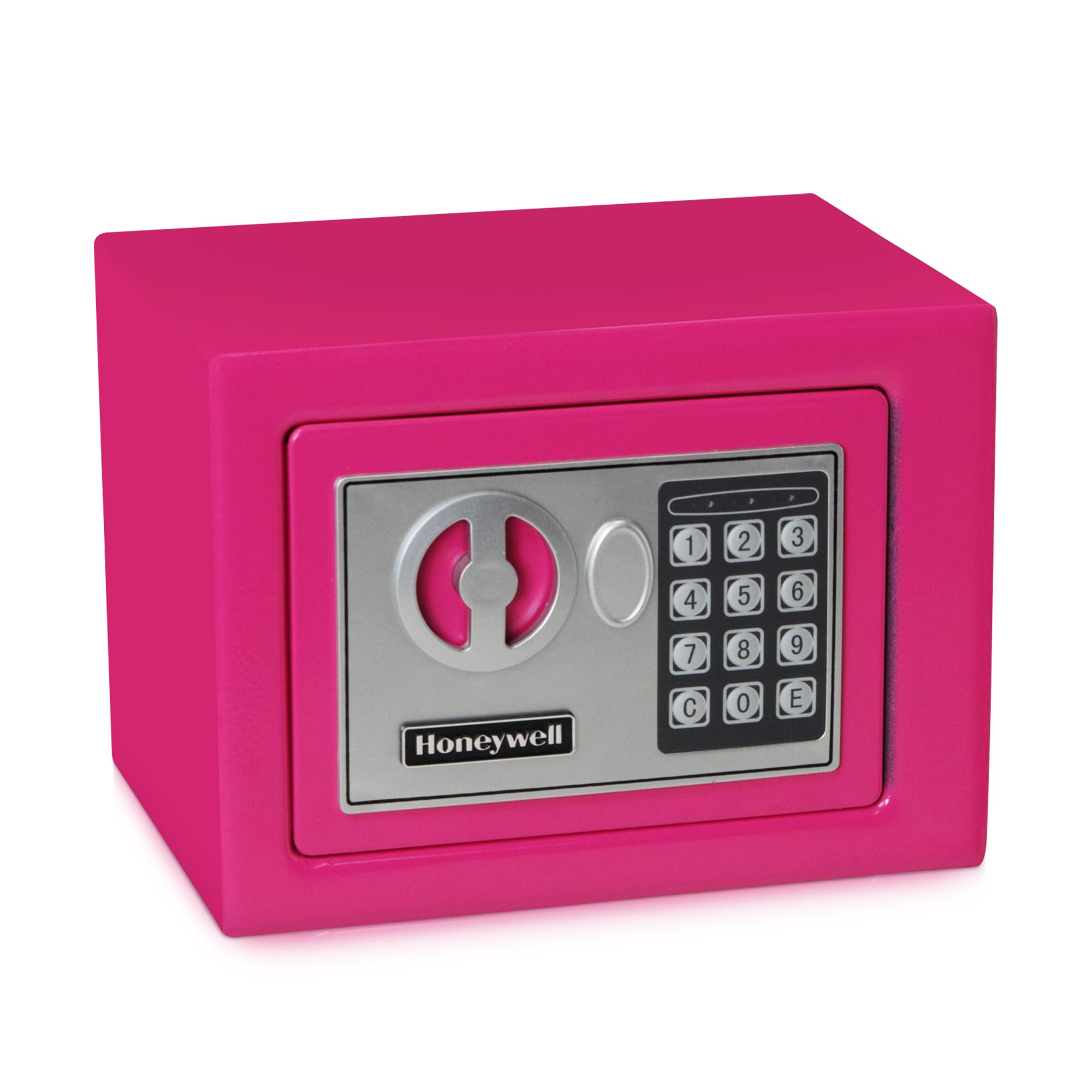Honeywell Safes & Door Locks - Bolt Down Small Safe Box with Digital Lock for Home - Steel Security Electronic Lock Box - Cabinet & Door Design Safe with 2 Keys - 0.17-Cubic Feet - Pink - 5005P