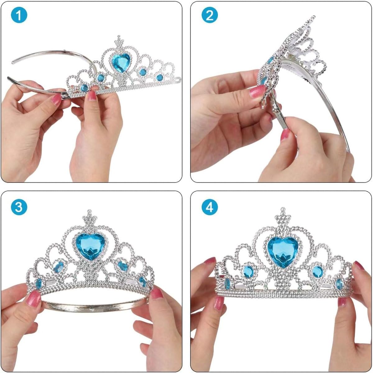 Vicloon neue Prinzessin Kostüme Set 7 Stück Geschenk aus Diadem, Handschuhe, Zauberstab, Halskette3-9 Jahre
