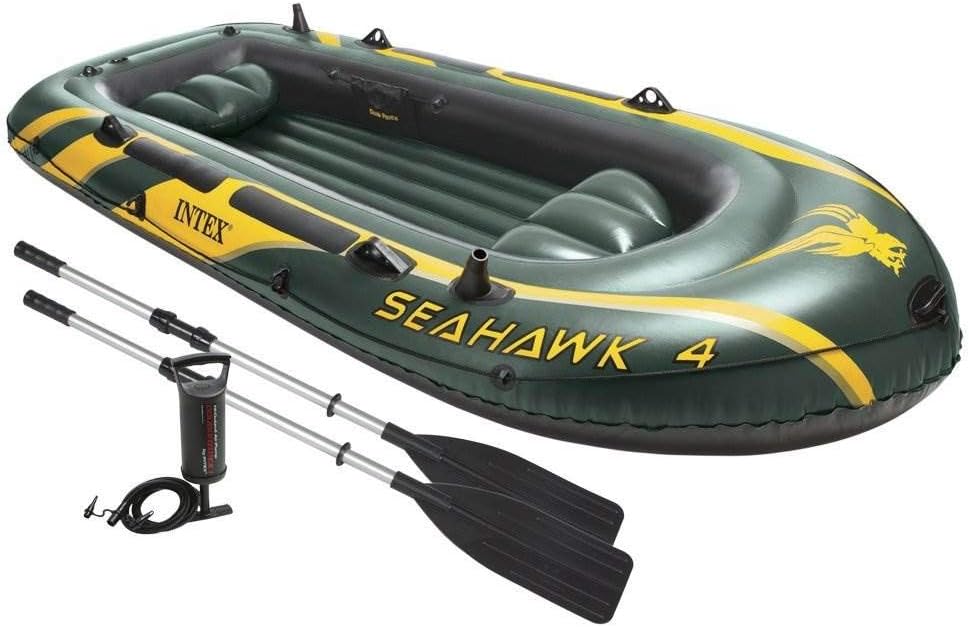 INTEX 68351EP Seahawk 4 Inflatable Boat Set: Includes Deluxe 54in Boat Oars