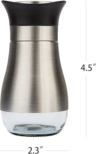 Miniatura 5 de Evelyne Salero y pimentero de vidrio con cubierta de acero inoxidable, paquete de 2 piezas (negro)